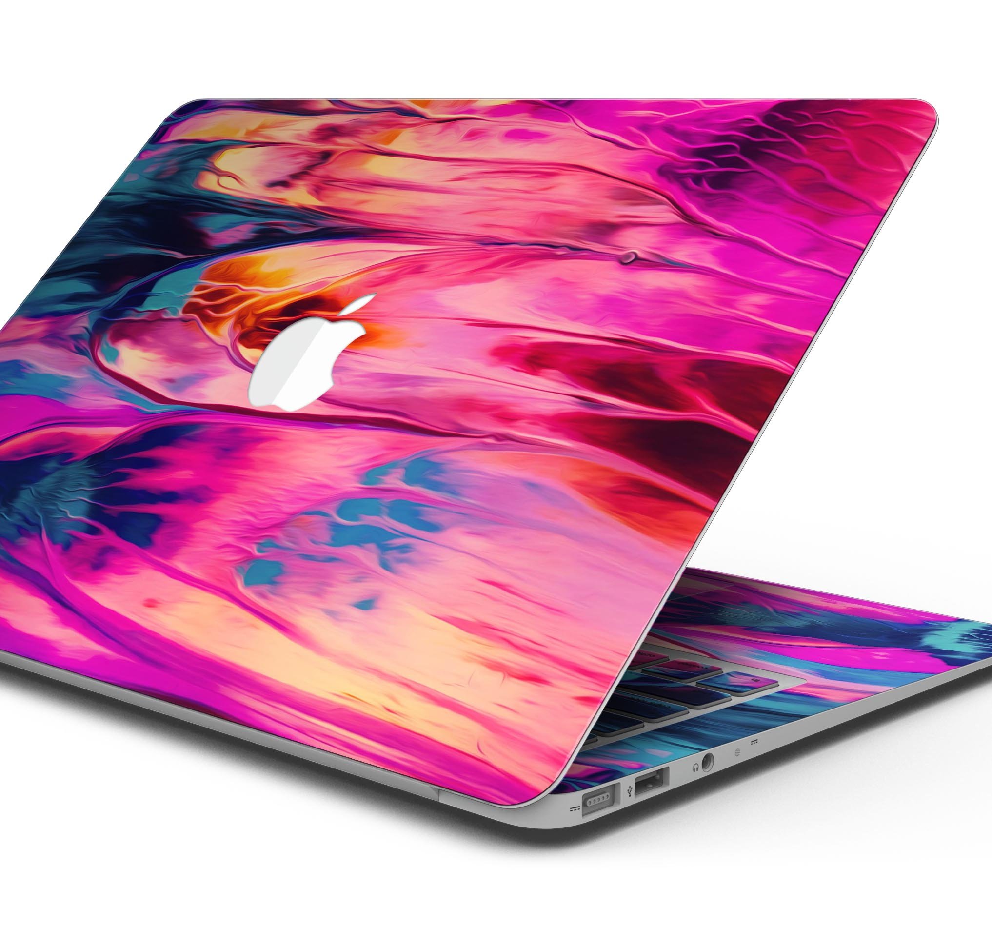 Blurred Abstract Flow V24 skin decal wrap kit for Apple MacBook, showcasing vibrant abstract design and premium vinyl material.