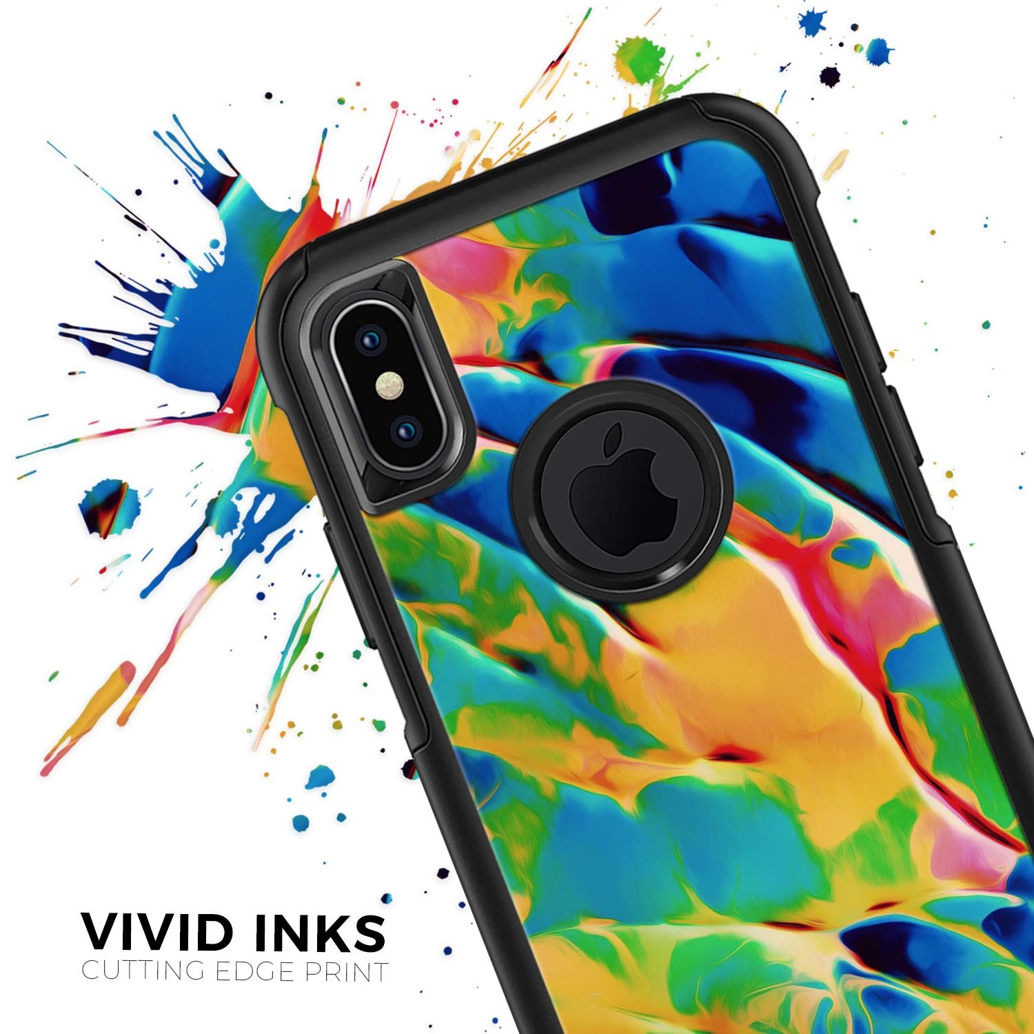 Blurred Abstract Flow V25 Skin Kit for iPhone OtterBox Cases featuring a modern abstract design with vibrant colors.
