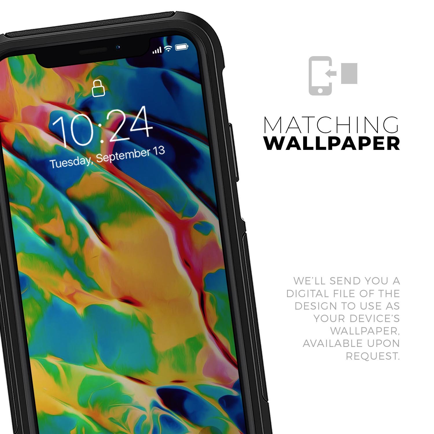 Blurred Abstract Flow V25 Skin Kit for iPhone OtterBox Cases featuring a modern abstract design with vibrant colors.