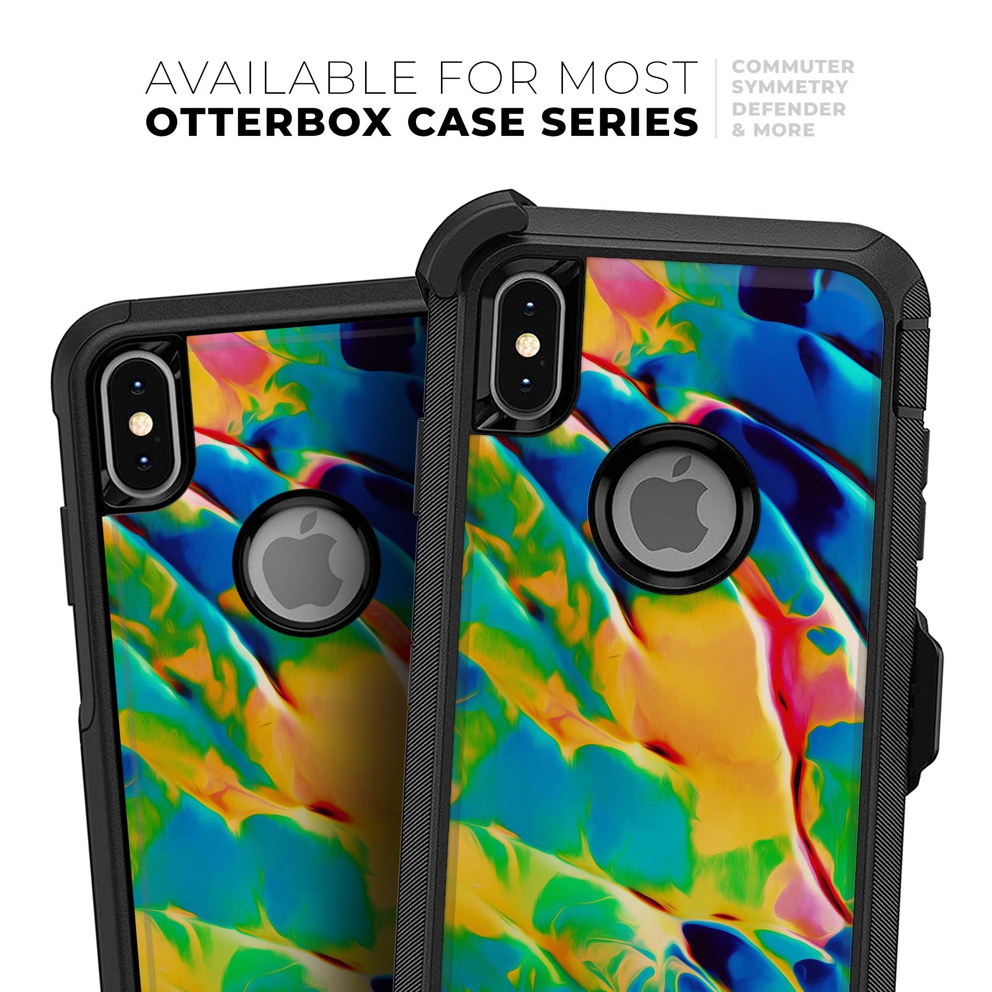 Blurred Abstract Flow V25 Skin Kit for iPhone OtterBox Cases featuring a modern abstract design with vibrant colors.