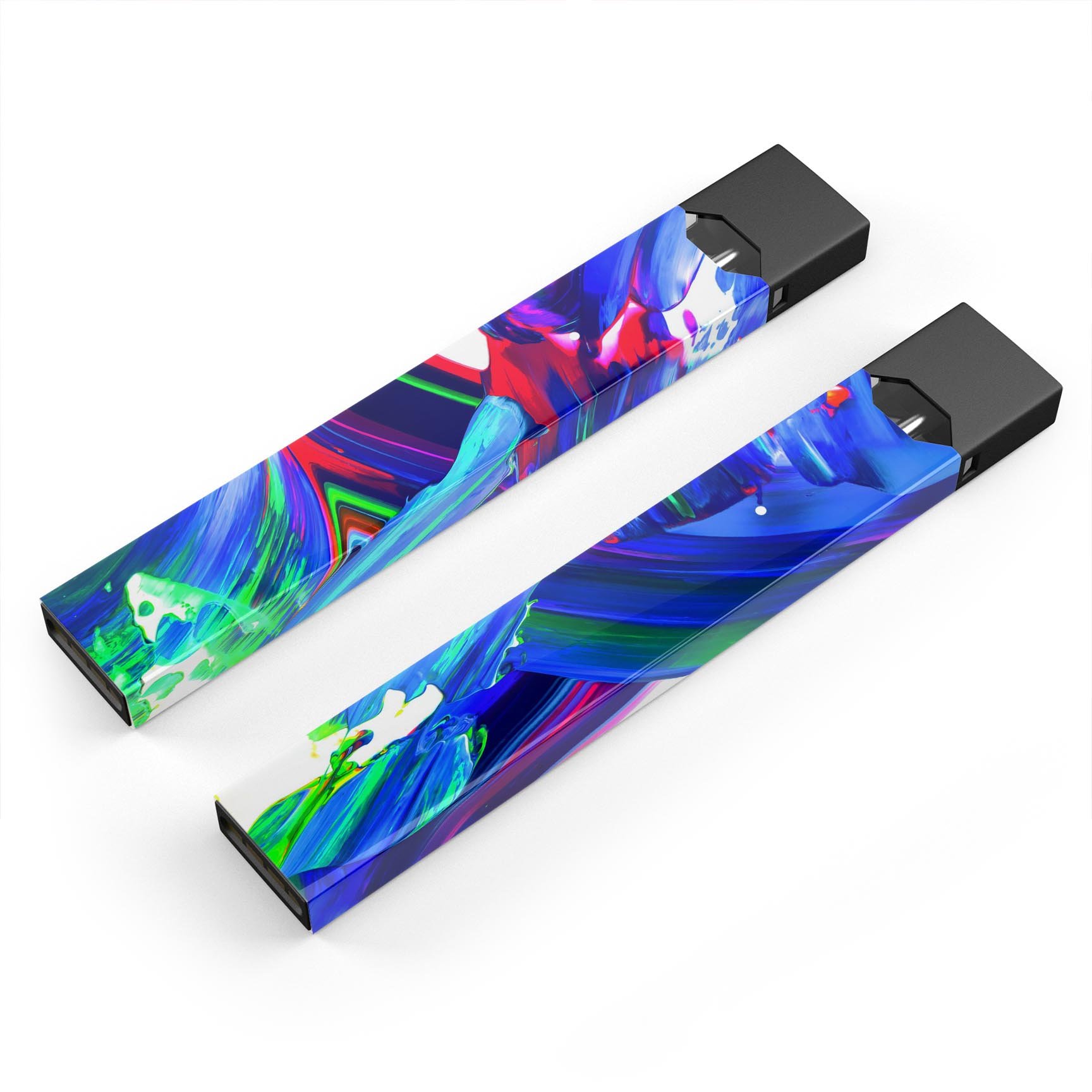 Blurred Abstract Flow V27 skin-wrap sticker designed for JUUL vaping device, showcasing vibrant abstract design and protective features.