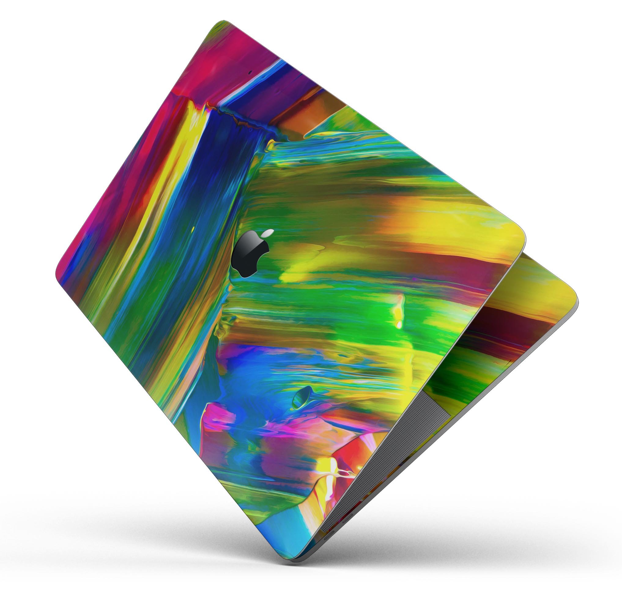 Blurred Abstract Flow V29 skin decal wrap kit for MacBook, showcasing vibrant design and premium vinyl material.