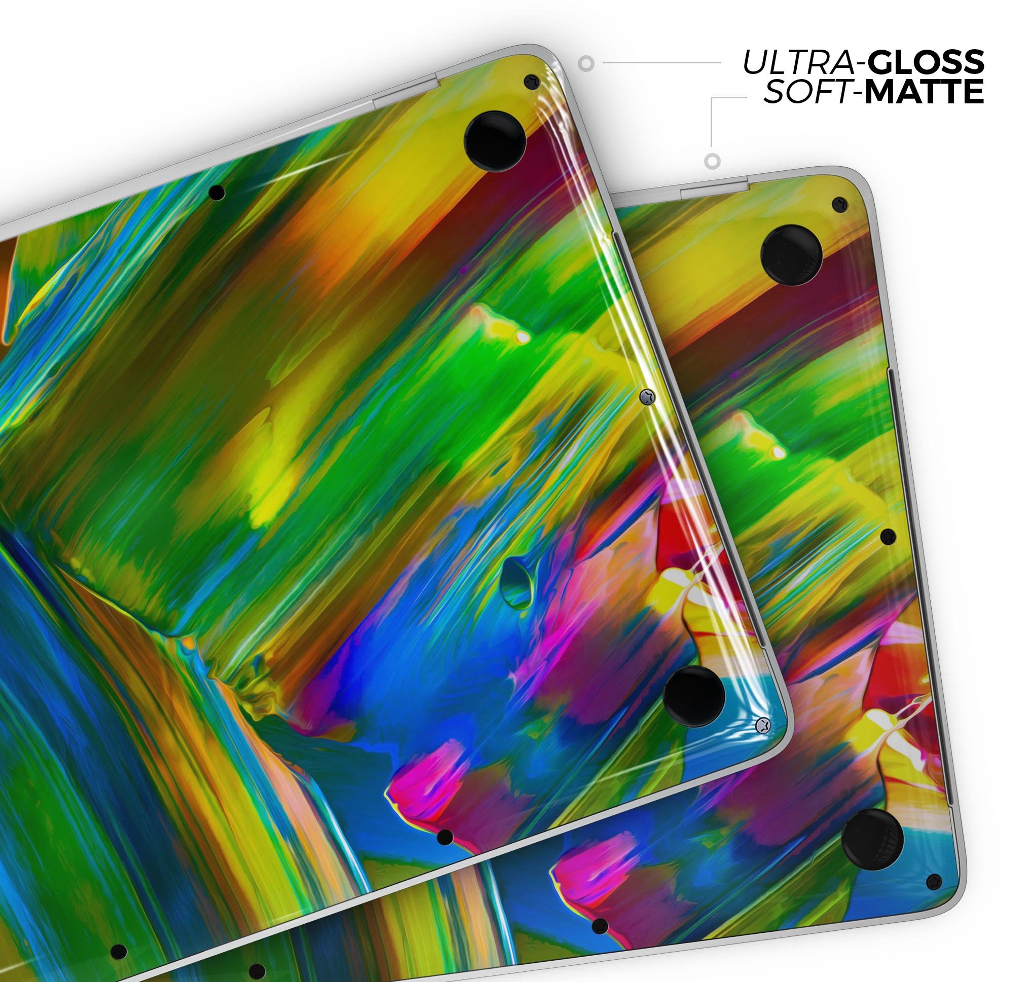 Blurred Abstract Flow V29 skin decal wrap kit for MacBook, showcasing vibrant design and premium vinyl material.