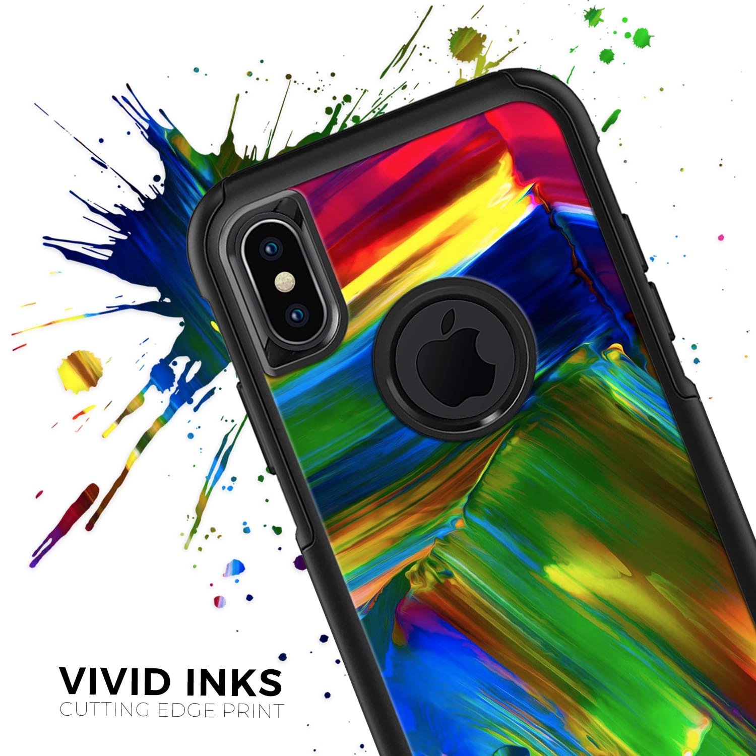 Blurred Abstract Flow V29 Skin Kit for iPhone OtterBox Cases, showcasing a vibrant abstract design with dual-layer protection.