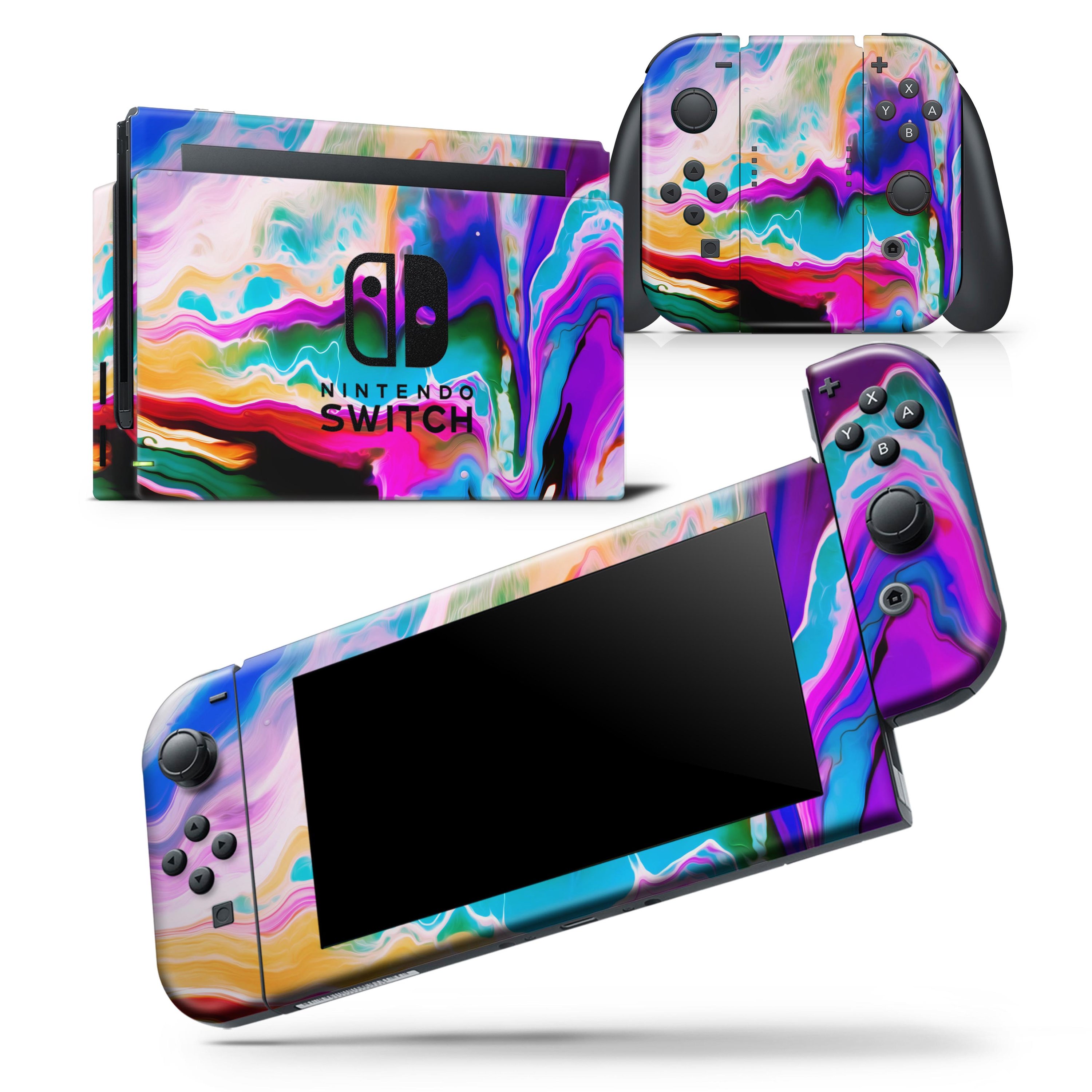 Blurred Abstract Flow V33 skin wrap decal for Nintendo Switch Lite, showcasing vibrant colors and a sleek design.