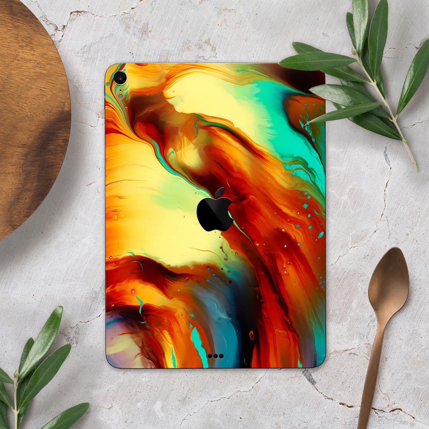 Blurred Abstract Flow V36 skin decal for Apple iPad, showcasing vibrant abstract design and premium 3M material.
