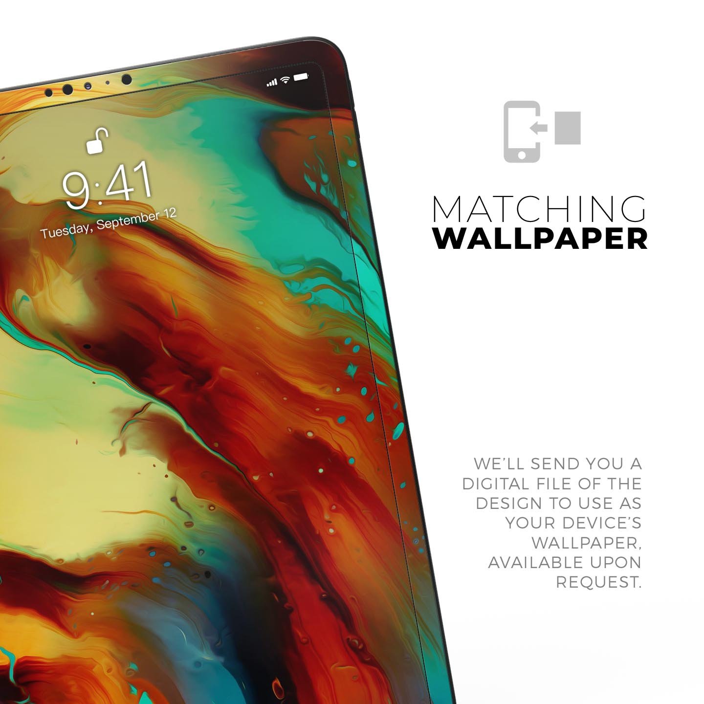 Blurred Abstract Flow V36 skin decal for Apple iPad, showcasing vibrant abstract design and premium 3M material.