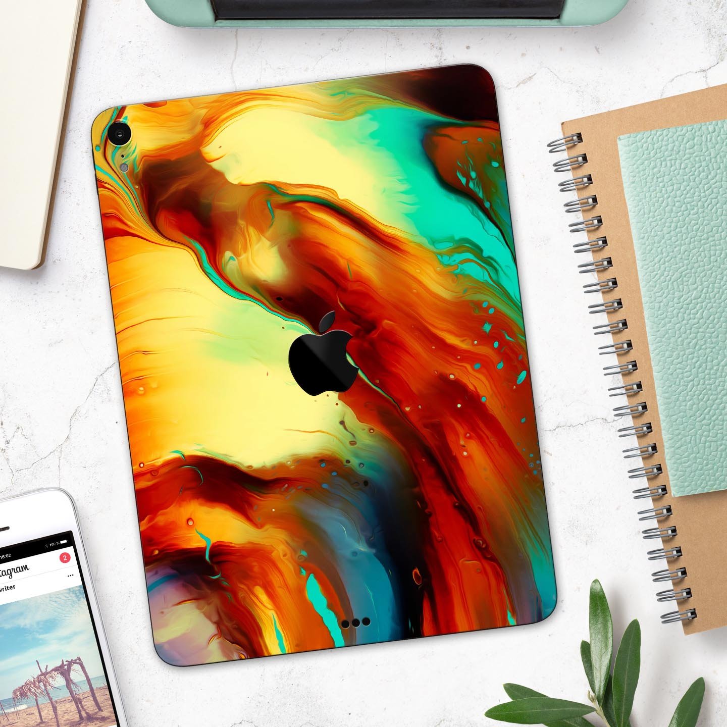 Blurred Abstract Flow V36 skin decal for Apple iPad, showcasing vibrant abstract design and premium 3M material.