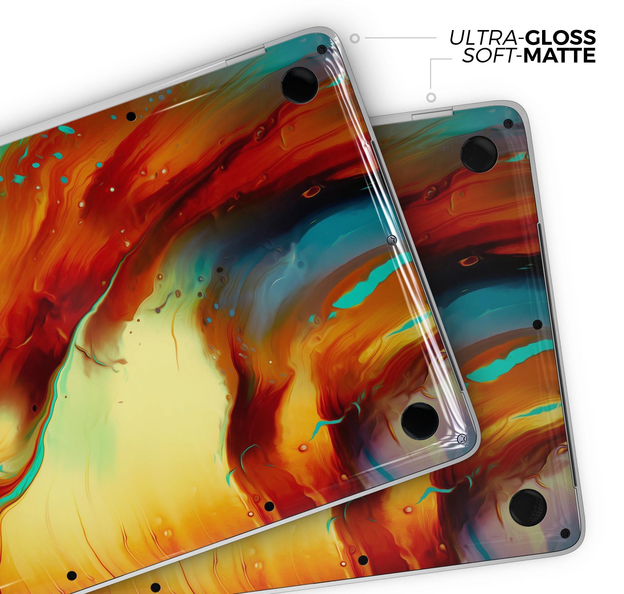 Blurred Abstract Flow V36 skin decal wrap kit for Apple MacBook, showcasing a vibrant abstract design with a smooth finish.