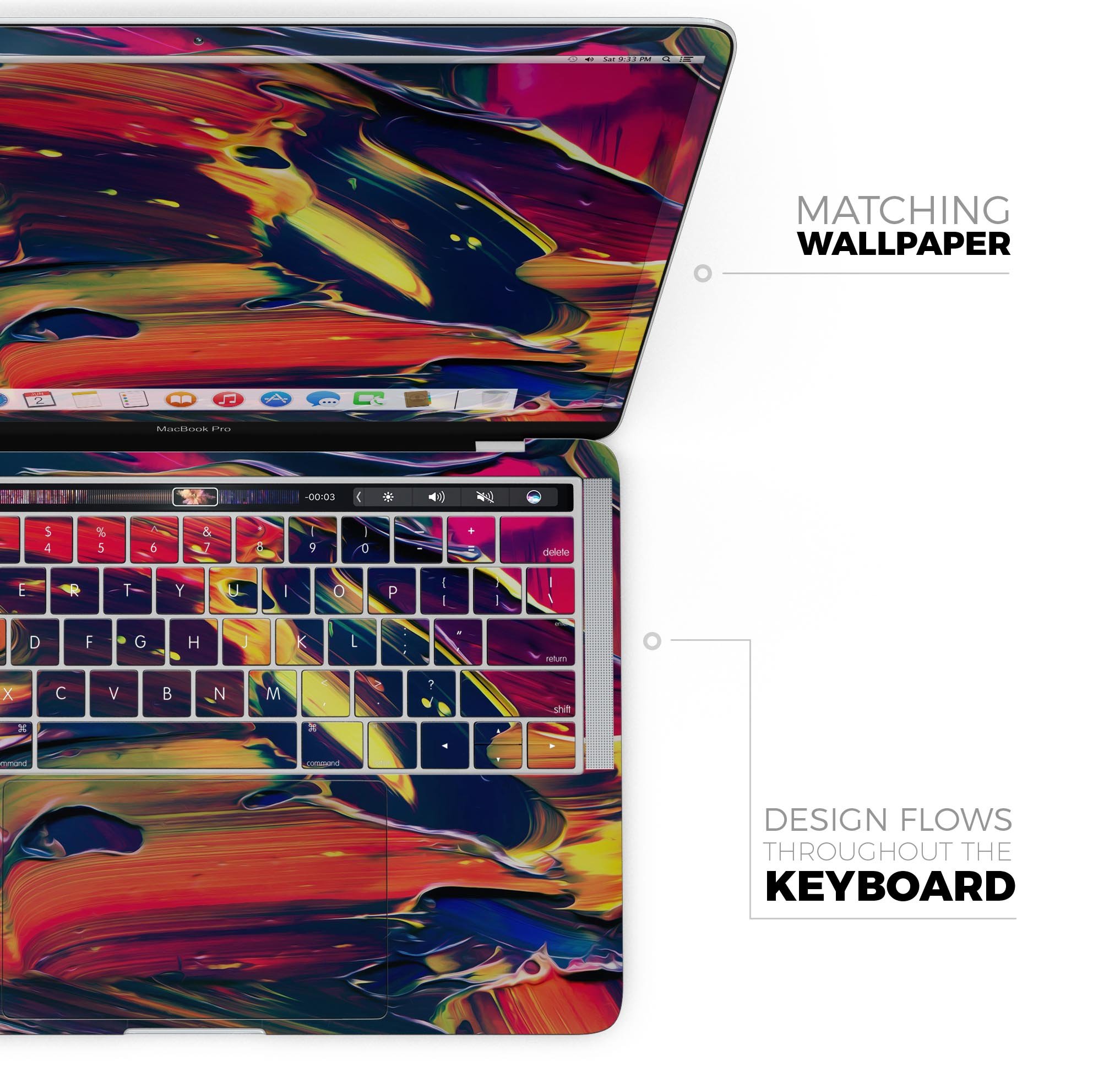 Blurred Abstract Flow V38 skin decal wrap kit for MacBook, showcasing a stylish design and premium vinyl material.