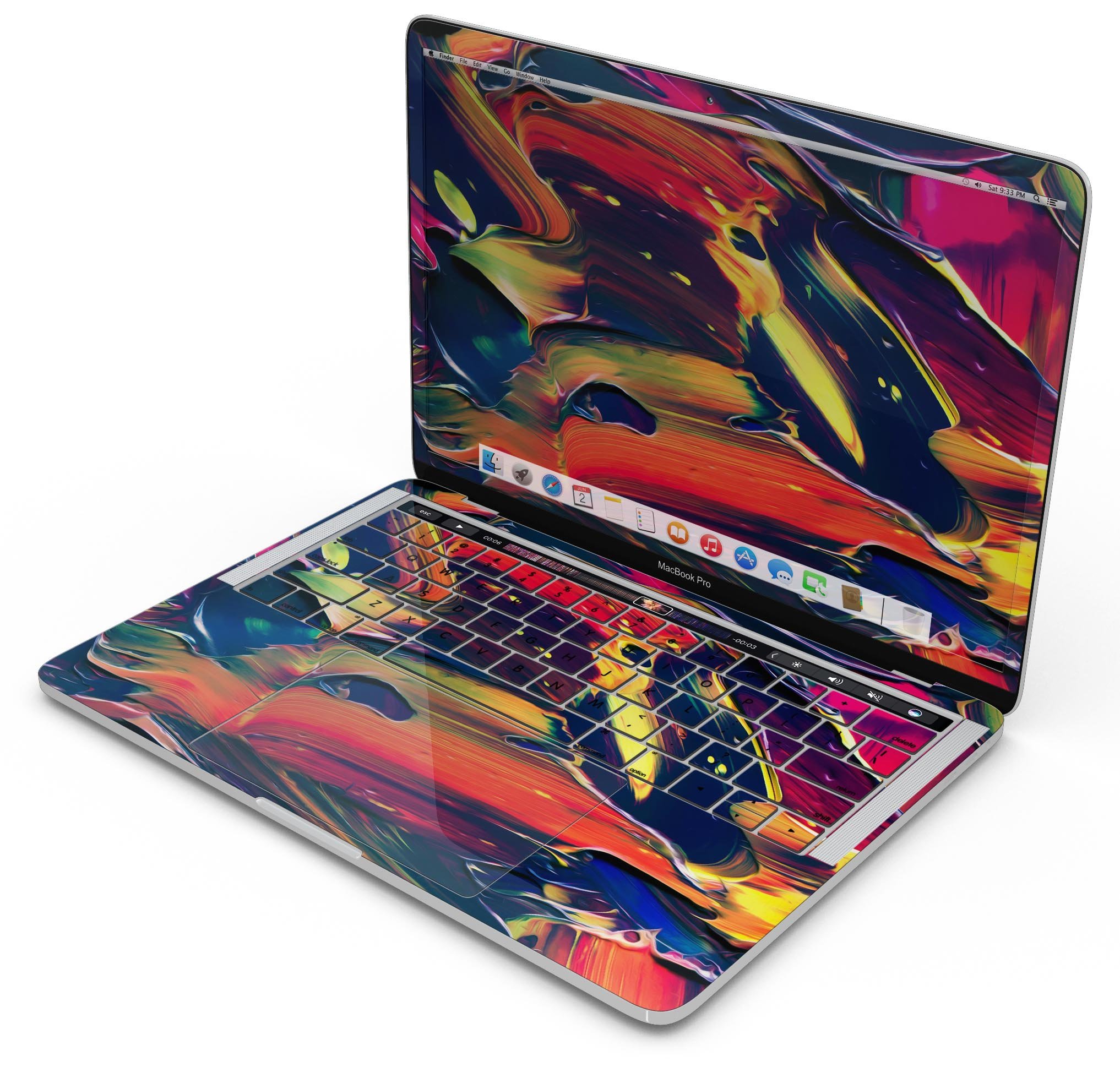 Blurred Abstract Flow V38 skin decal wrap kit for MacBook, showcasing a stylish design and premium vinyl material.