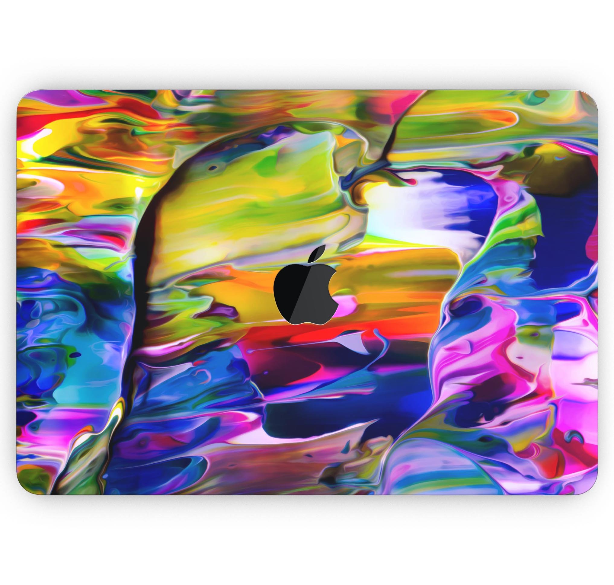 Blurred Abstract Flow V39 skin decal wrap kit for Apple MacBook, showcasing vibrant colors and a sleek design.