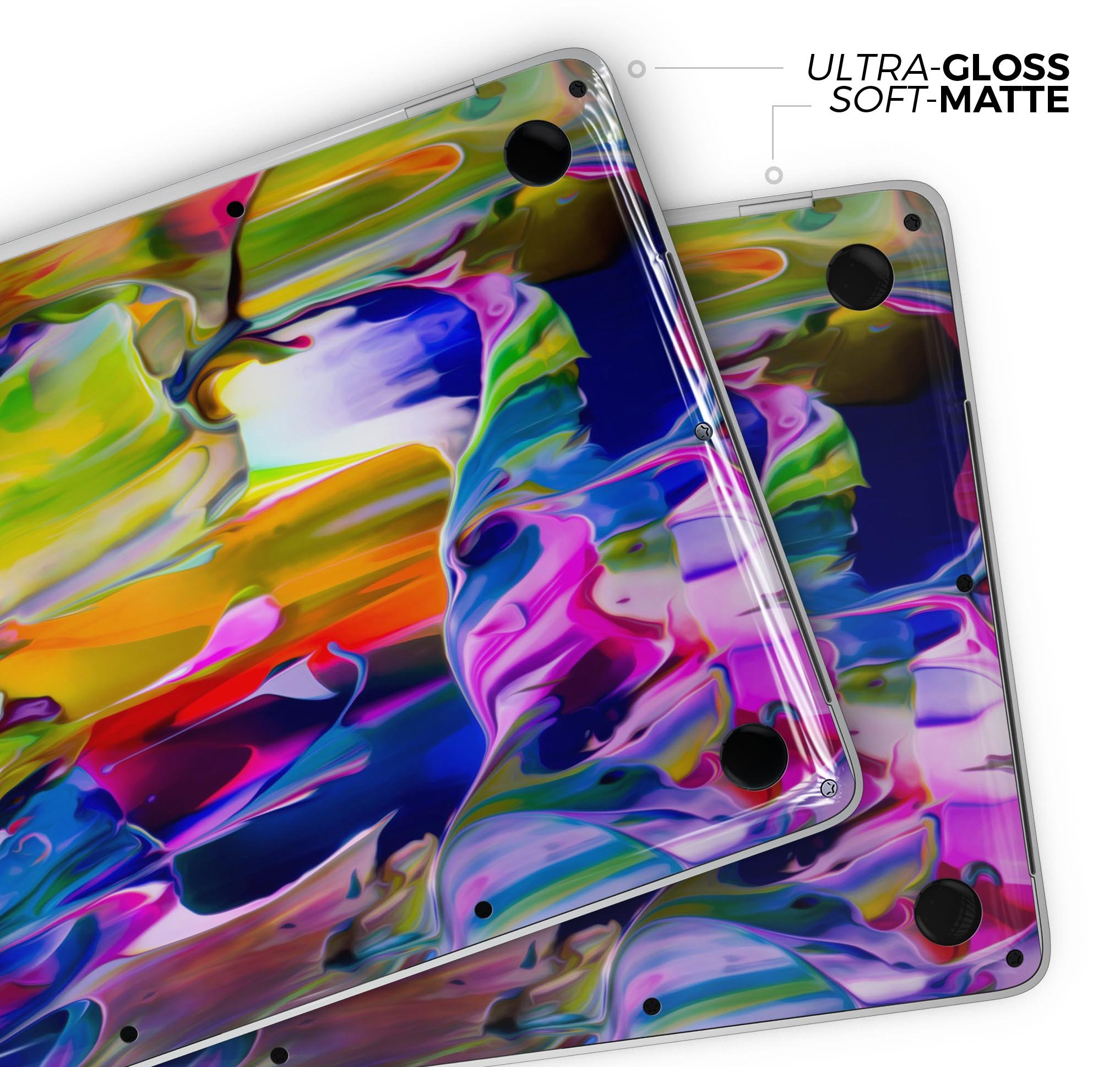 Blurred Abstract Flow V39 skin decal wrap kit for Apple MacBook, showcasing vibrant colors and a sleek design.