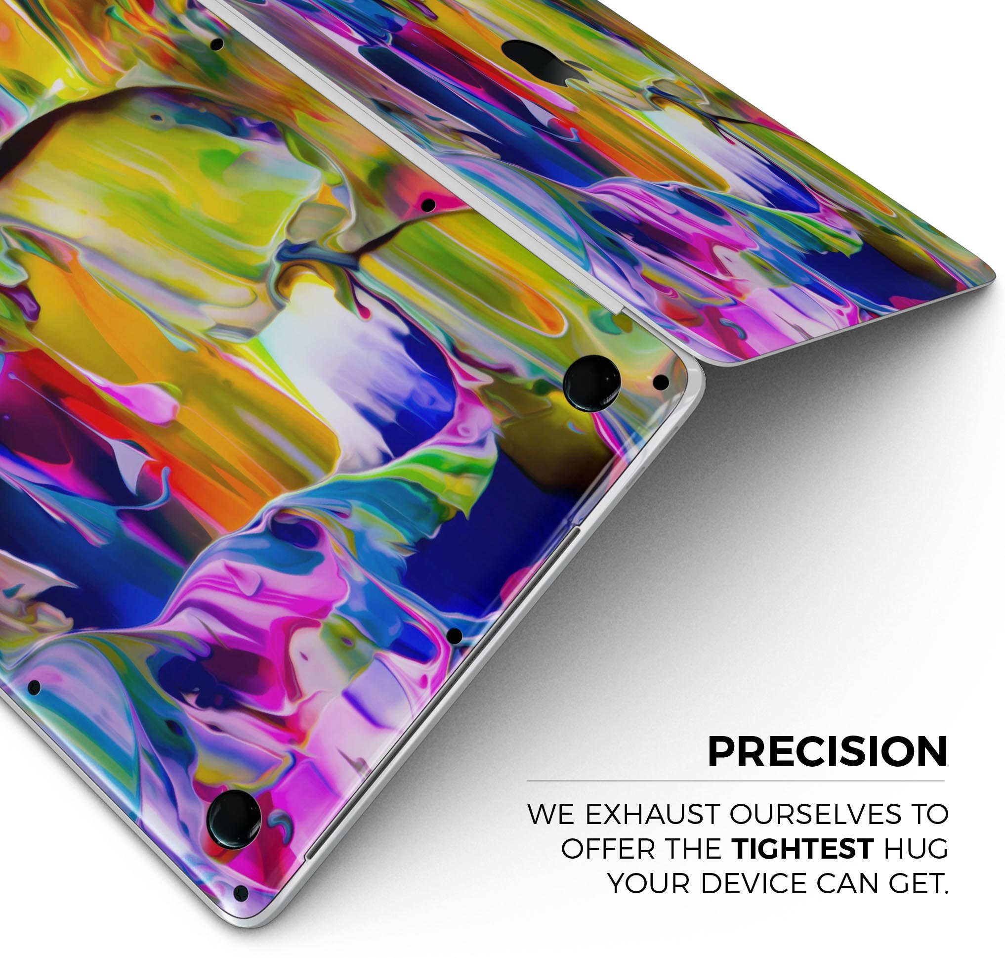 Blurred Abstract Flow V39 skin decal wrap kit for Apple MacBook, showcasing vibrant colors and a sleek design.