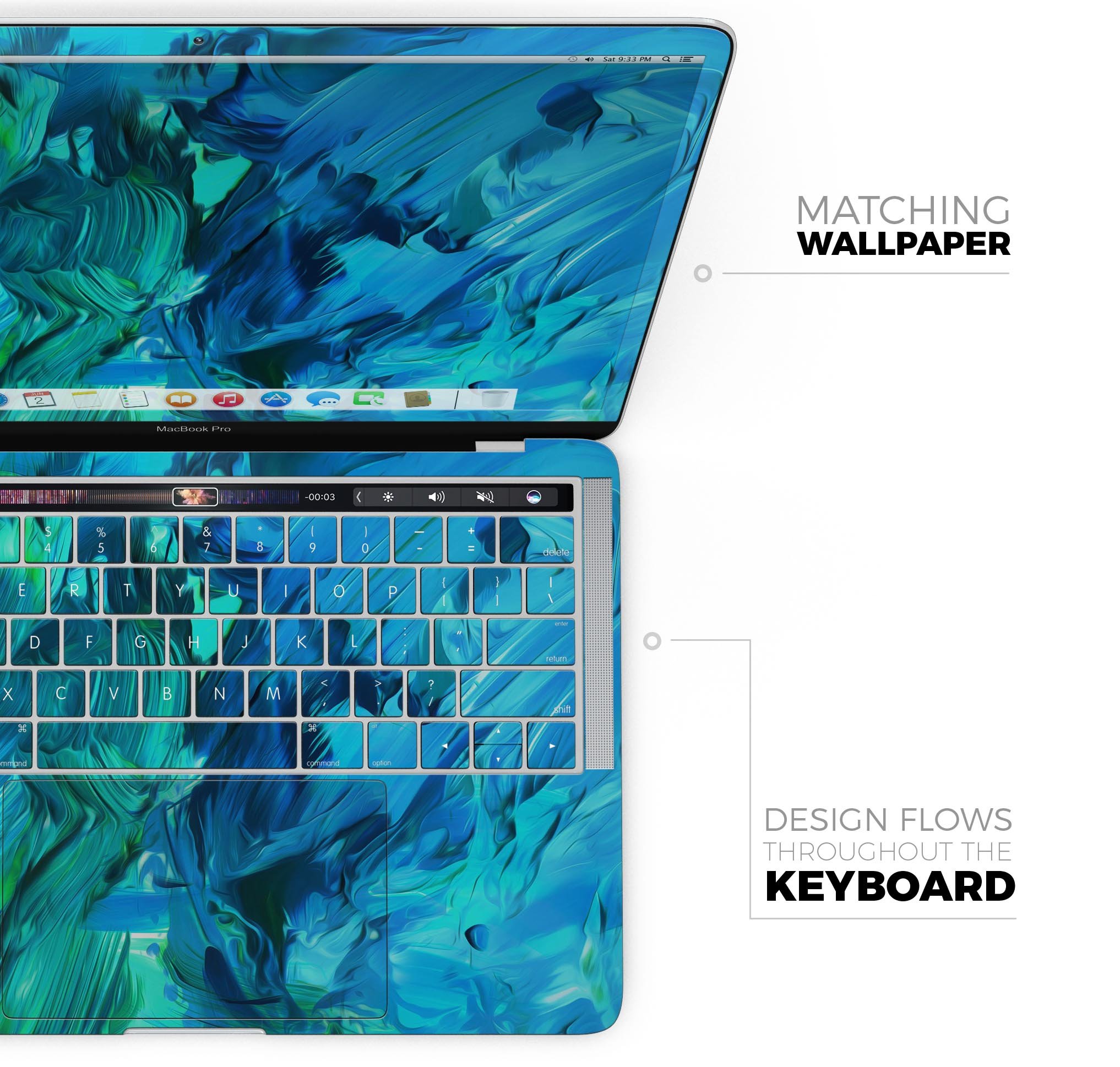 Blurred Abstract Flow V40 skin decal wrap kit for Apple MacBook, showcasing vibrant abstract design and premium vinyl material.