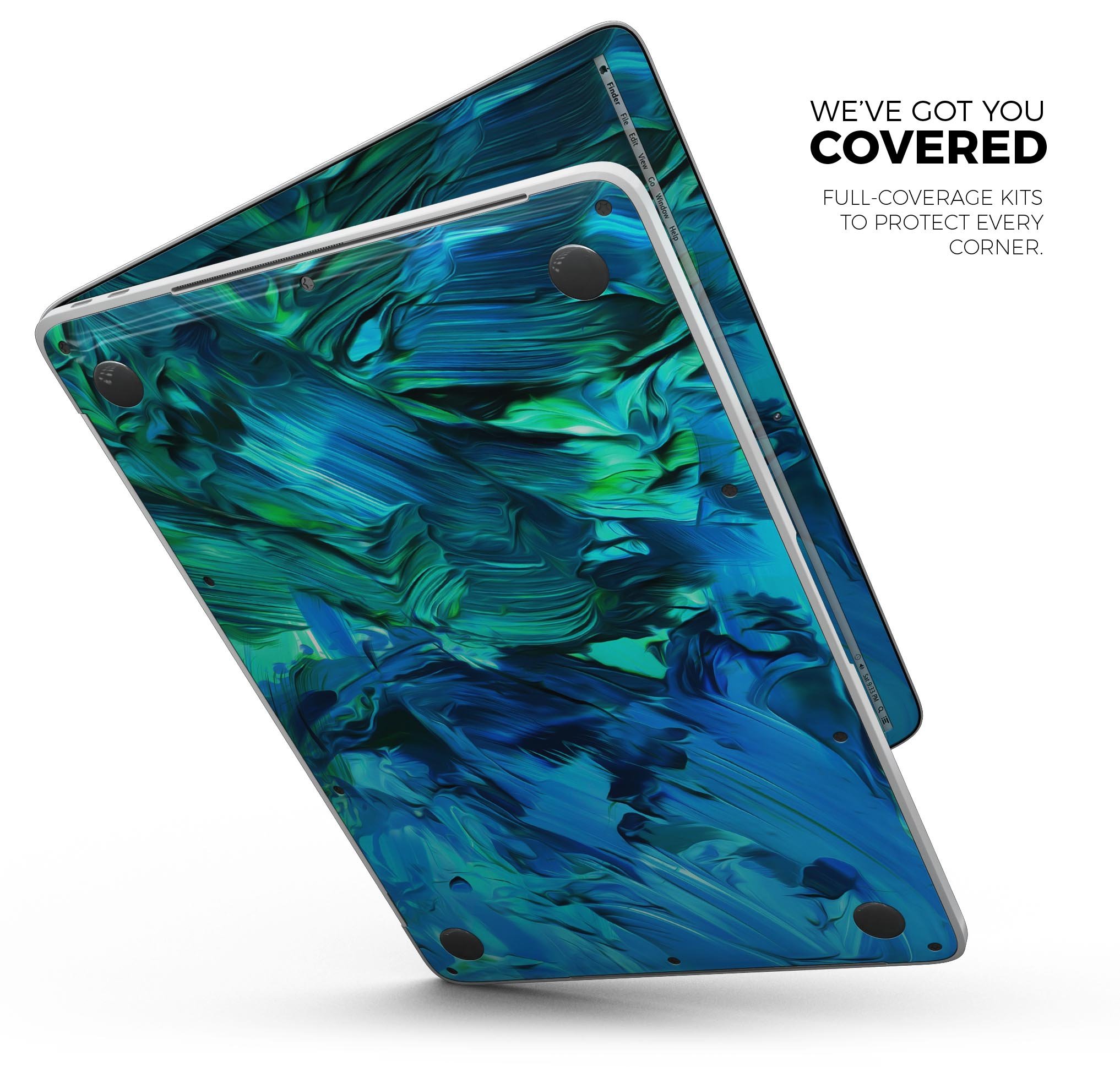 Blurred Abstract Flow V40 skin decal wrap kit for Apple MacBook, showcasing vibrant abstract design and premium vinyl material.