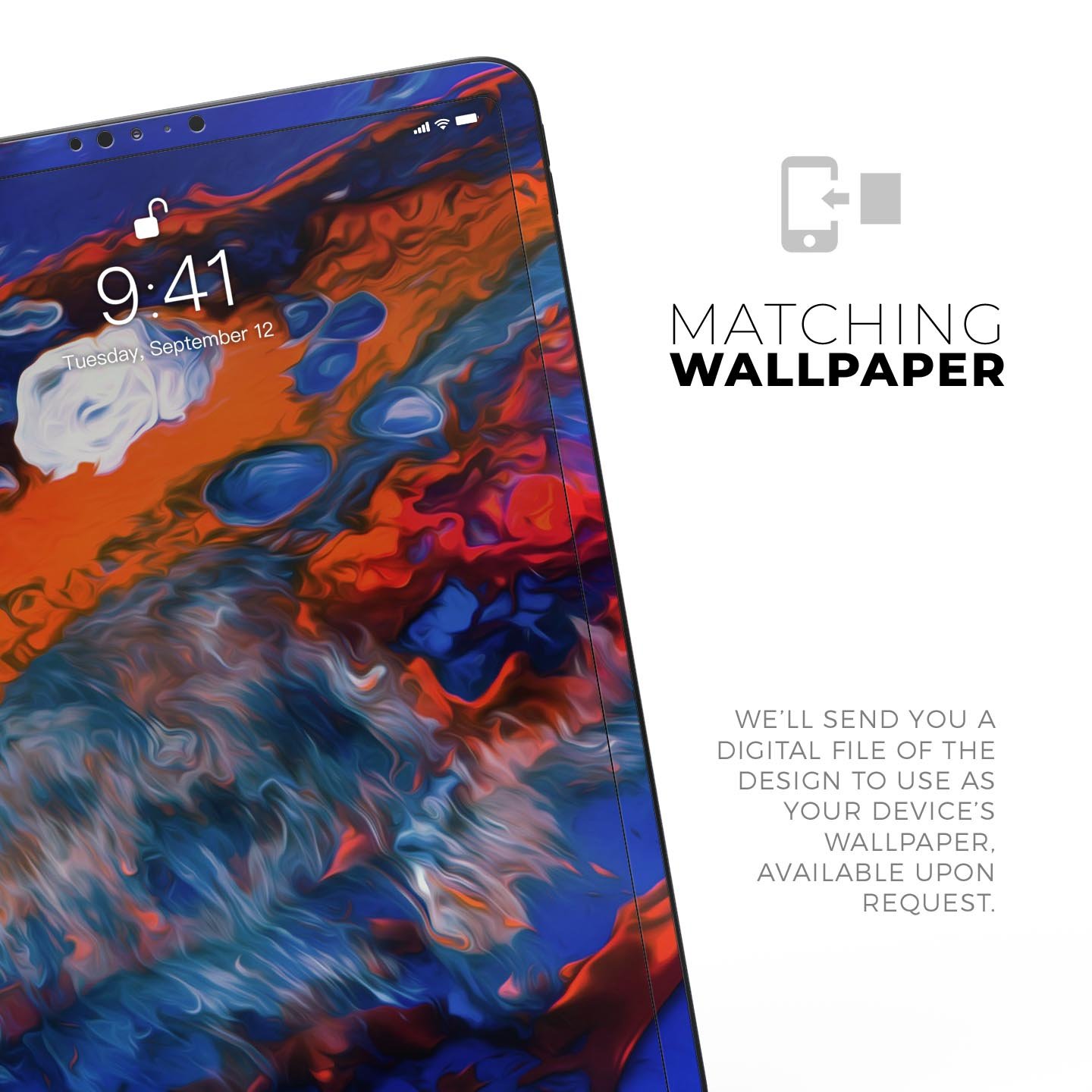 Blurred Abstract Flow V43 full body skin decal for Apple iPad, showcasing vibrant abstract design and premium 3M material.