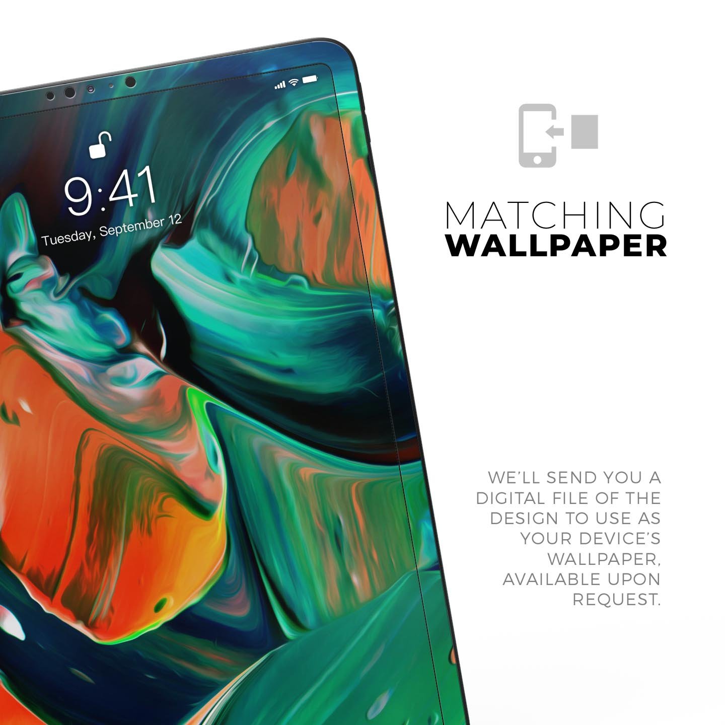 Blurred Abstract Flow V47 skin decal for Apple iPad, showcasing vibrant colors and a sleek design for full-body protection.