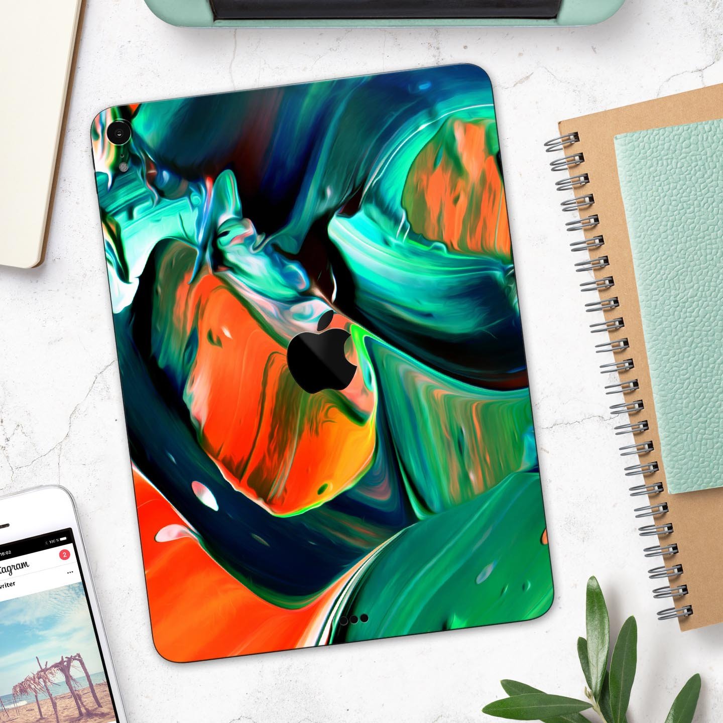 Blurred Abstract Flow V47 skin decal for Apple iPad, showcasing vibrant colors and a sleek design for full-body protection.