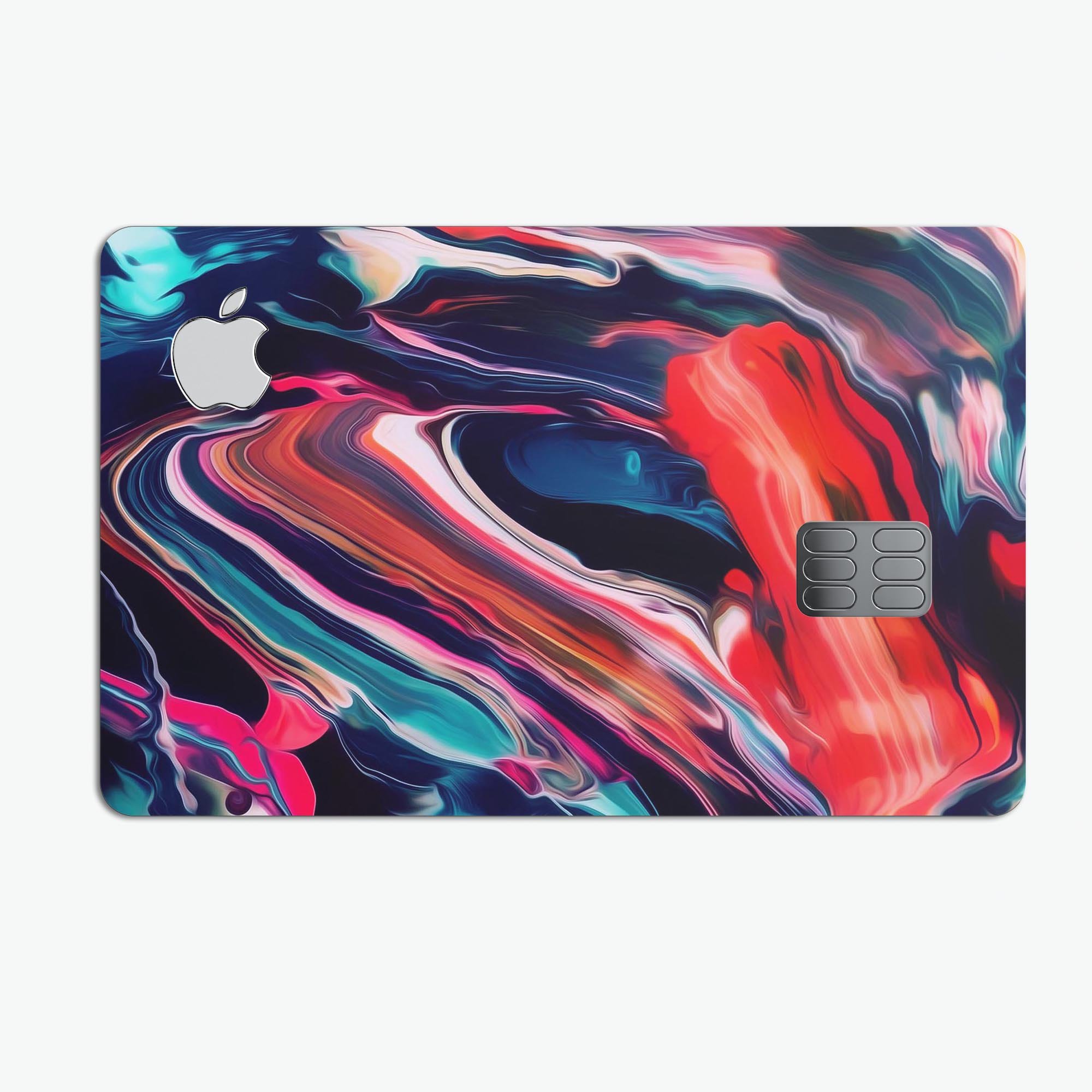 Blurred Abstract Flow V55 decal skin for Apple Card, showcasing a vibrant design with premium vinyl material.