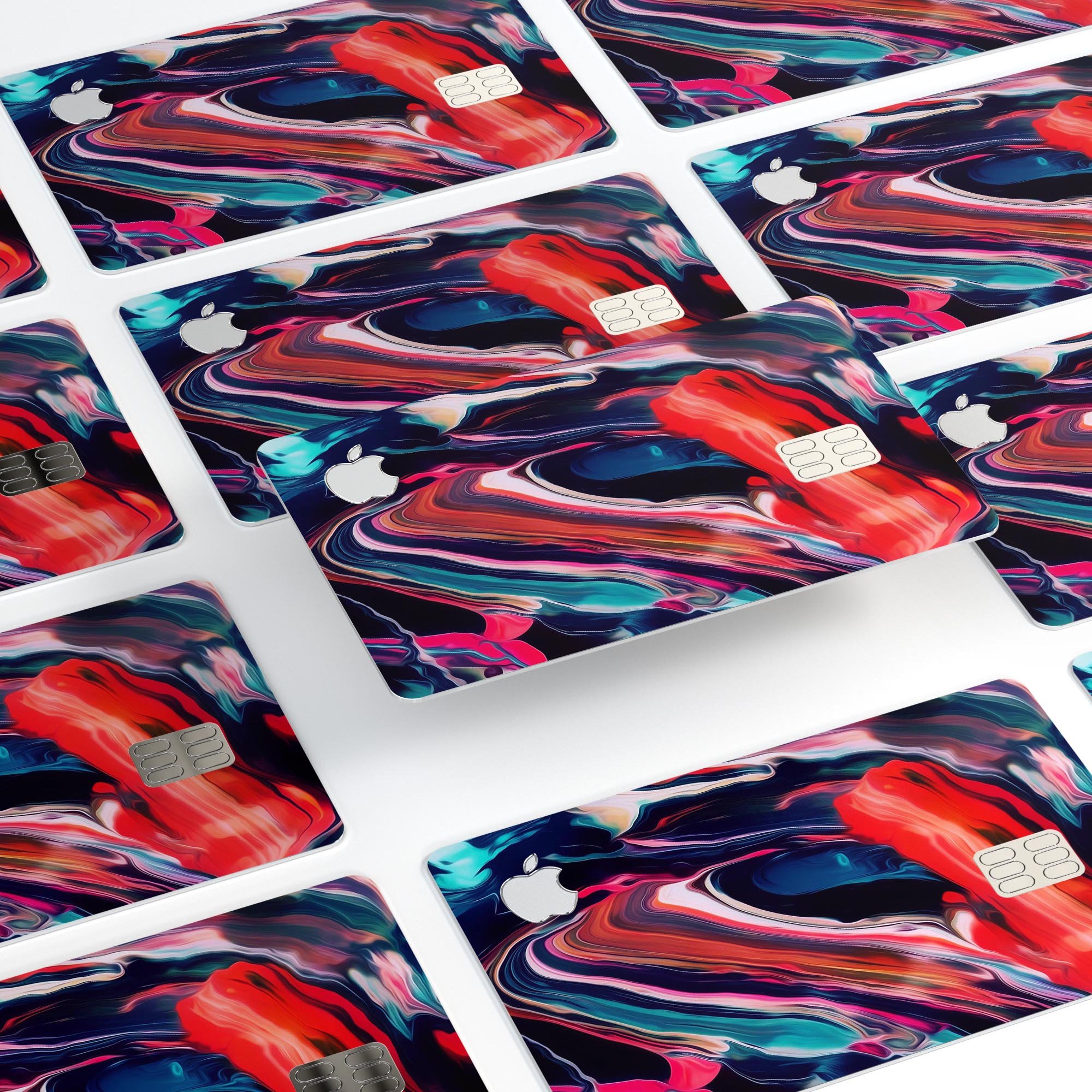 Blurred Abstract Flow V55 decal skin for Apple Card, showcasing a vibrant design with premium vinyl material.