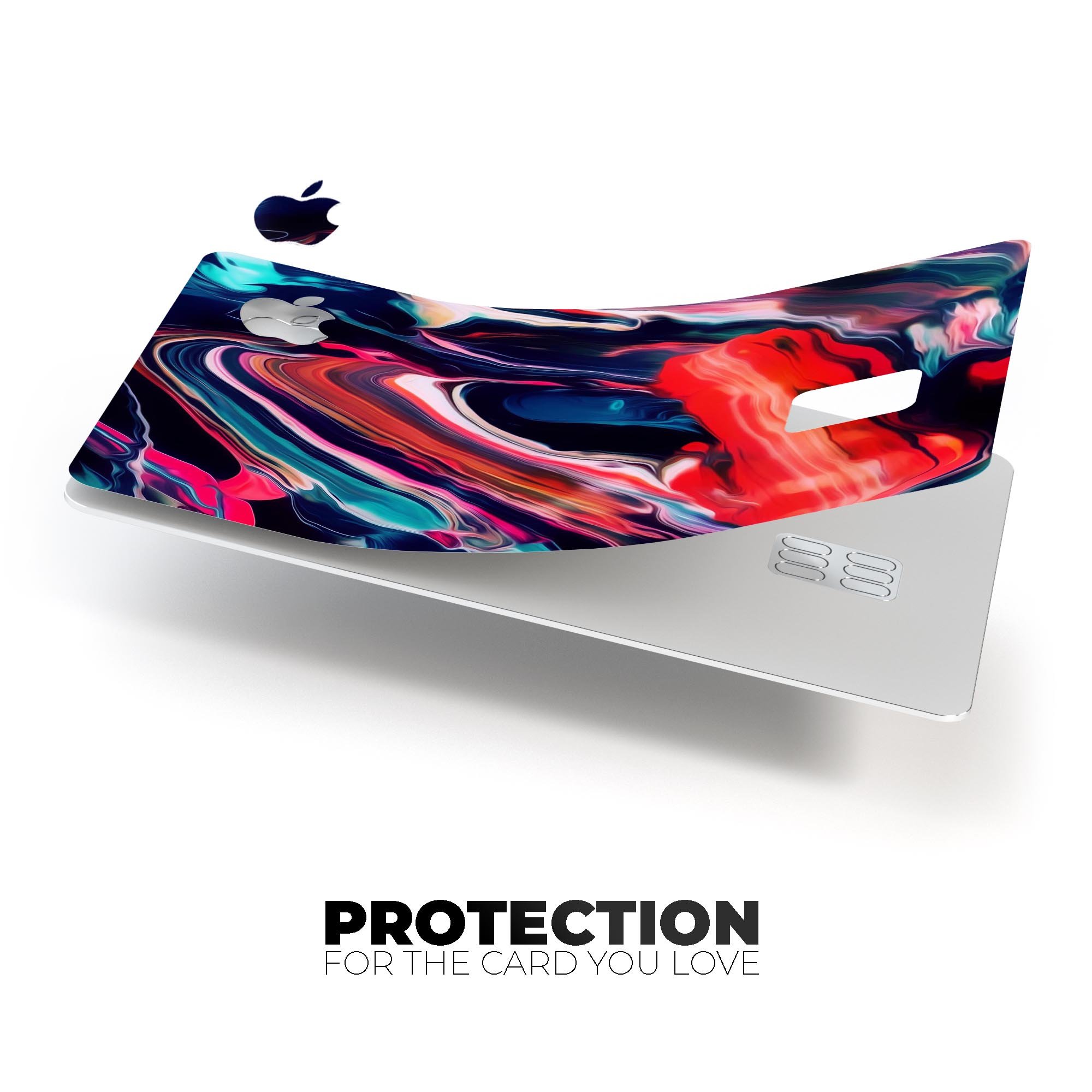Blurred Abstract Flow V55 decal skin for Apple Card, showcasing a vibrant design with premium vinyl material.