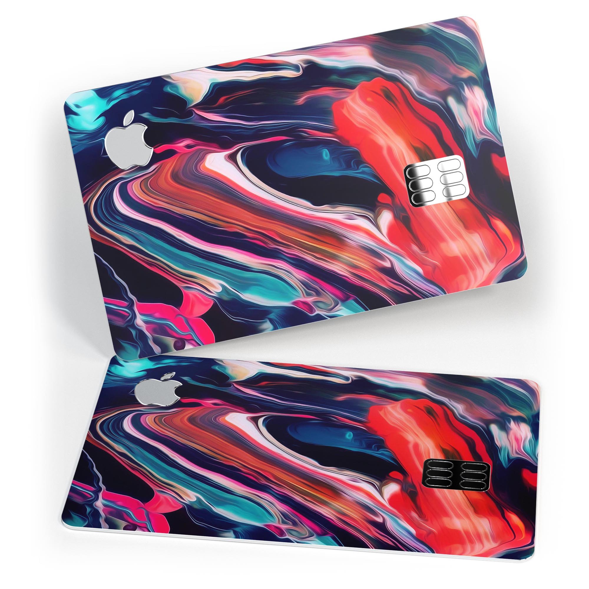 Blurred Abstract Flow V55 decal skin for Apple Card, showcasing a vibrant design with premium vinyl material.