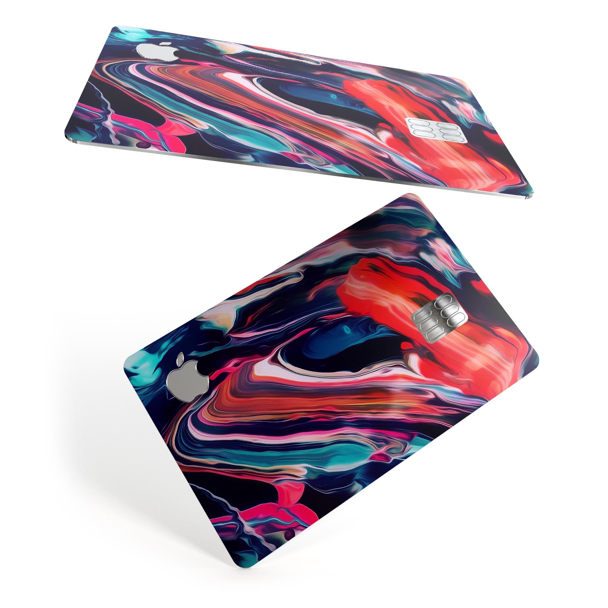 Blurred Abstract Flow V55 decal skin for Apple Card, showcasing a vibrant design with premium vinyl material.