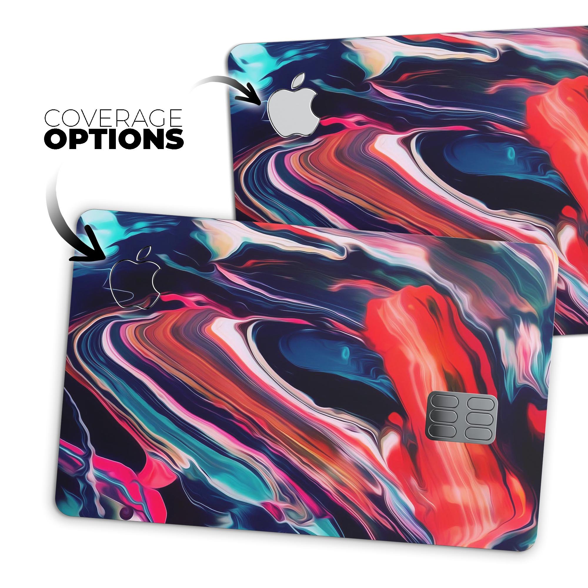 Blurred Abstract Flow V55 decal skin for Apple Card, showcasing a vibrant design with premium vinyl material.