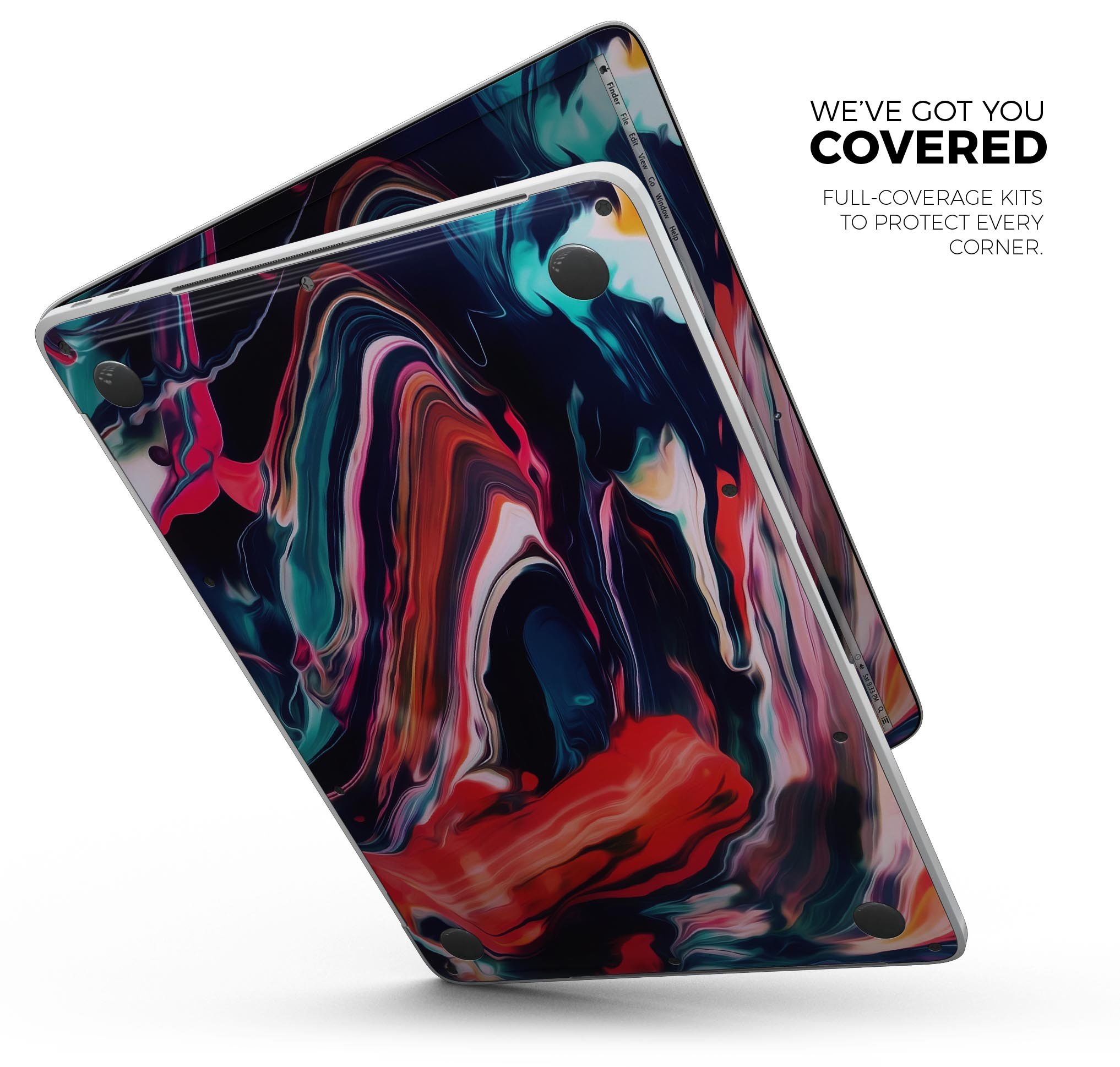 Blurred Abstract Flow V55 skin decal wrap kit for Apple MacBook, showcasing vibrant abstract design and premium vinyl material.