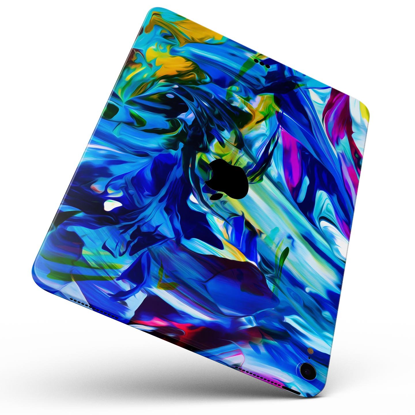 Blurred Abstract Flow V53 skin decal for Apple iPad, showcasing vibrant colors and a sleek design.