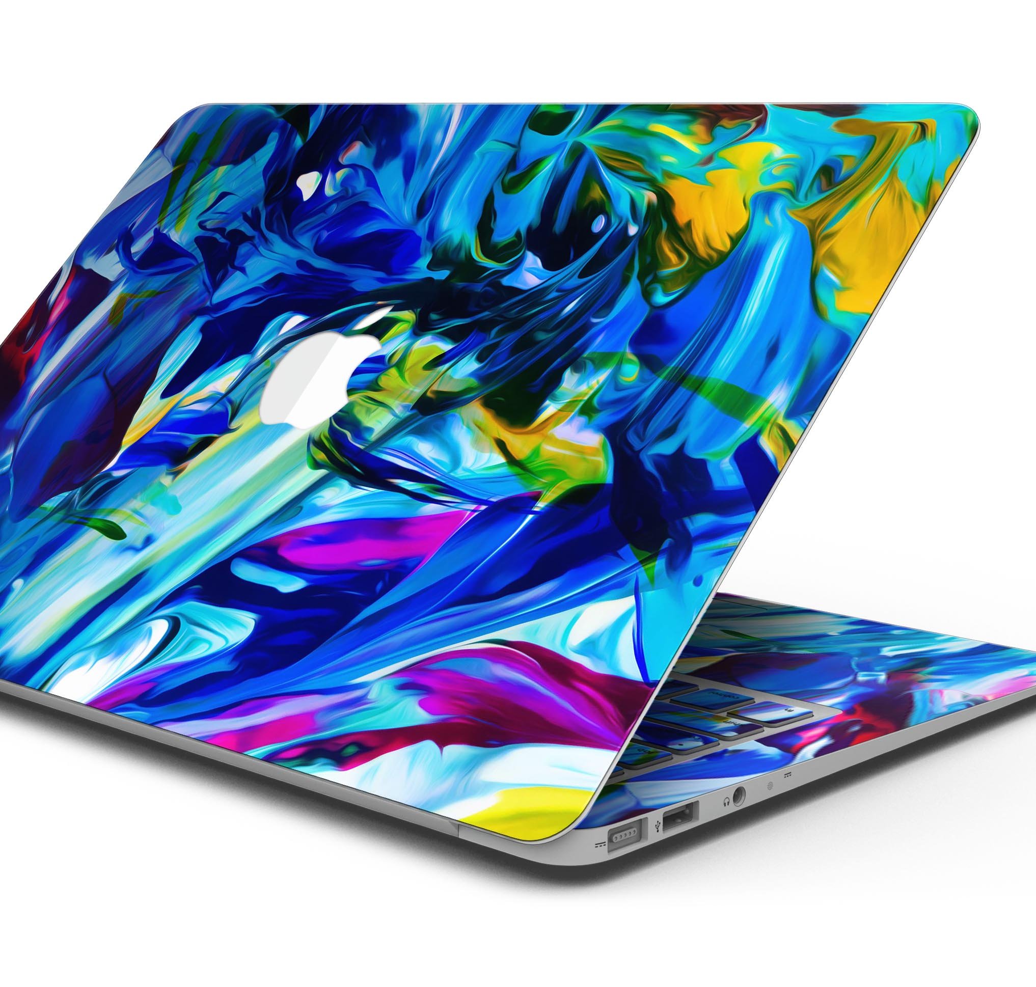 Blurred Abstract Flow V53 skin decal wrap kit for Apple MacBook, showcasing vibrant design and premium vinyl material.