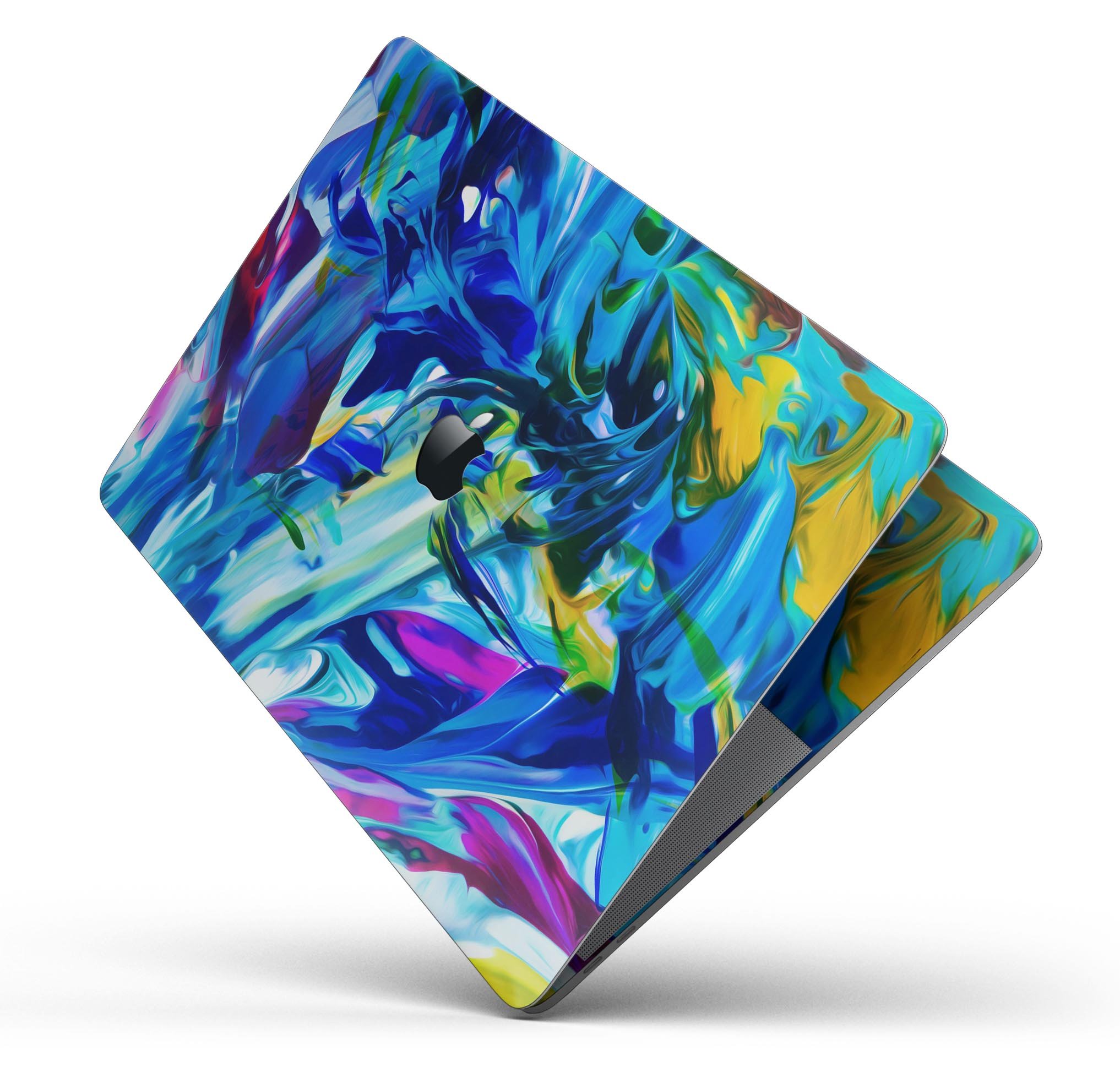 Blurred Abstract Flow V53 skin decal wrap kit for Apple MacBook, showcasing vibrant design and premium vinyl material.