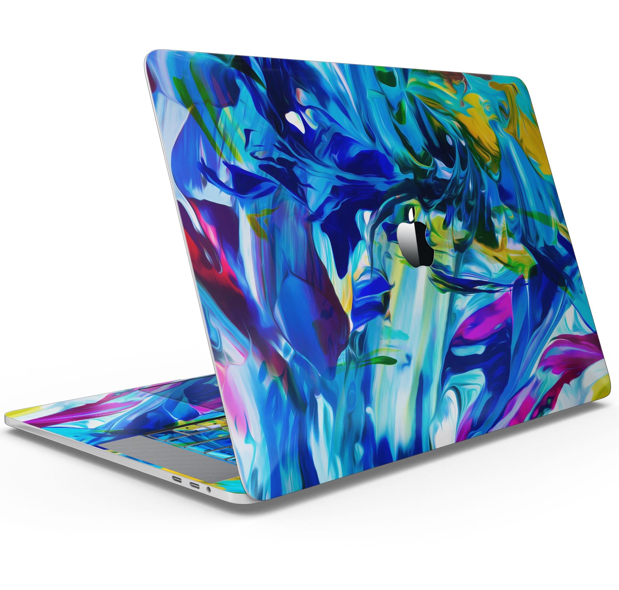 Blurred Abstract Flow V53 skin decal wrap kit for Apple MacBook, showcasing vibrant design and premium vinyl material.