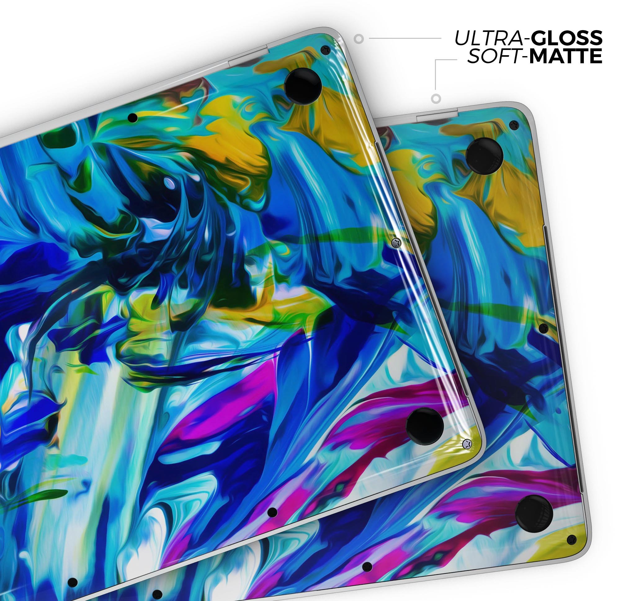 Blurred Abstract Flow V53 skin decal wrap kit for Apple MacBook, showcasing vibrant design and premium vinyl material.