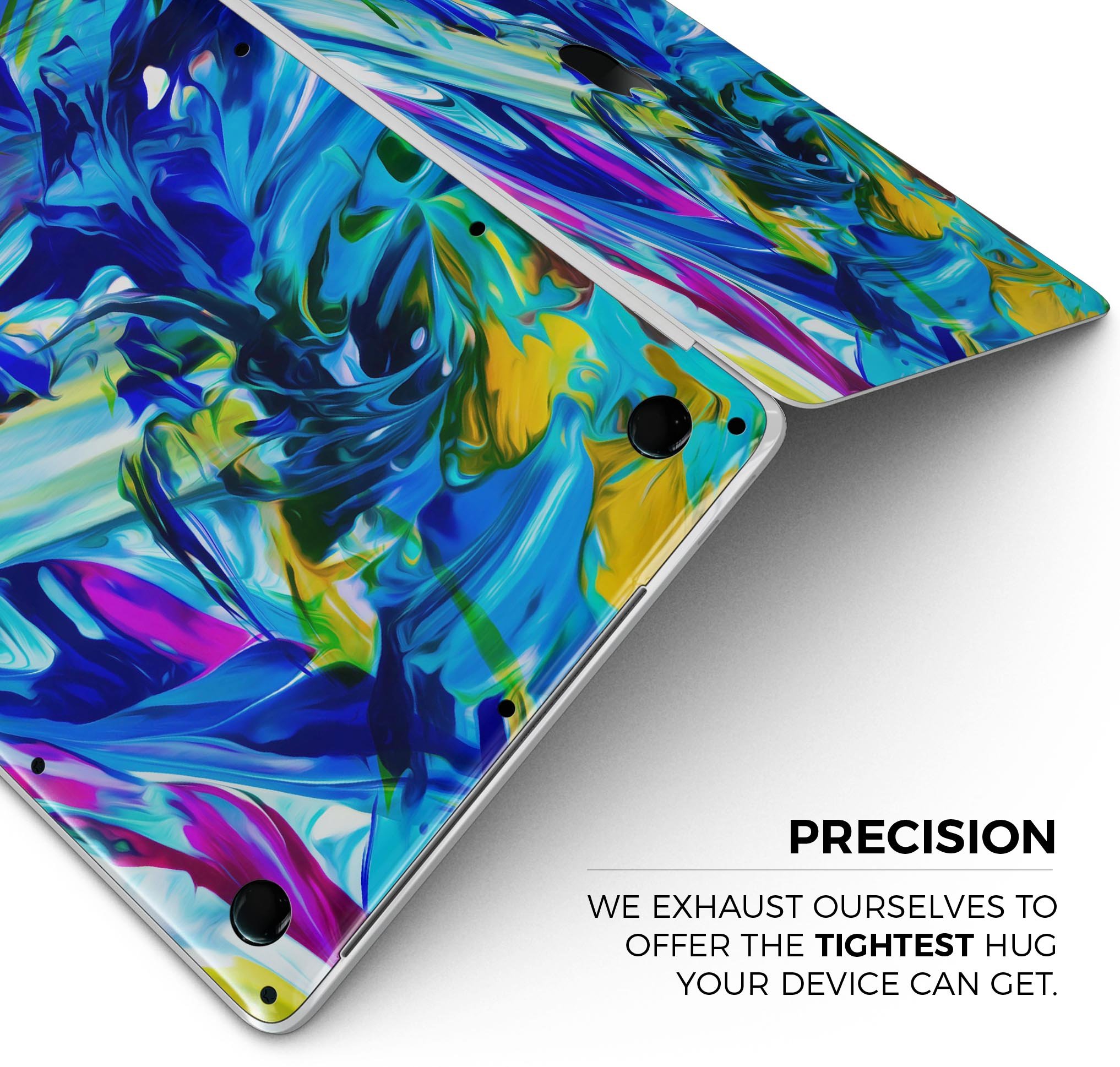 Blurred Abstract Flow V53 skin decal wrap kit for Apple MacBook, showcasing vibrant design and premium vinyl material.
