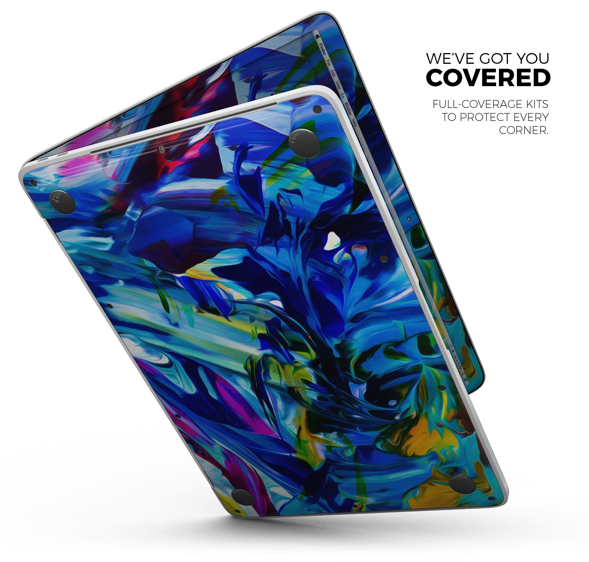 Blurred Abstract Flow V53 skin decal wrap kit for Apple MacBook, showcasing vibrant design and premium vinyl material.