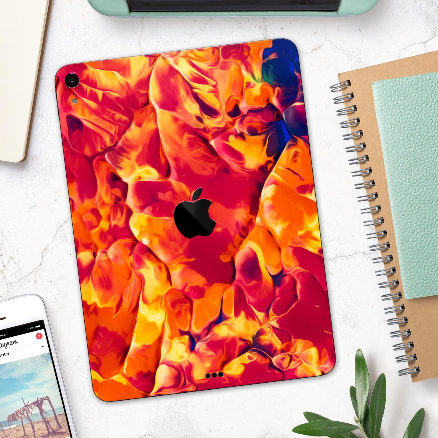 Blurred Abstract Flow V54 skin decal for Apple iPad, showcasing vibrant colors and a sleek design for full body protection.