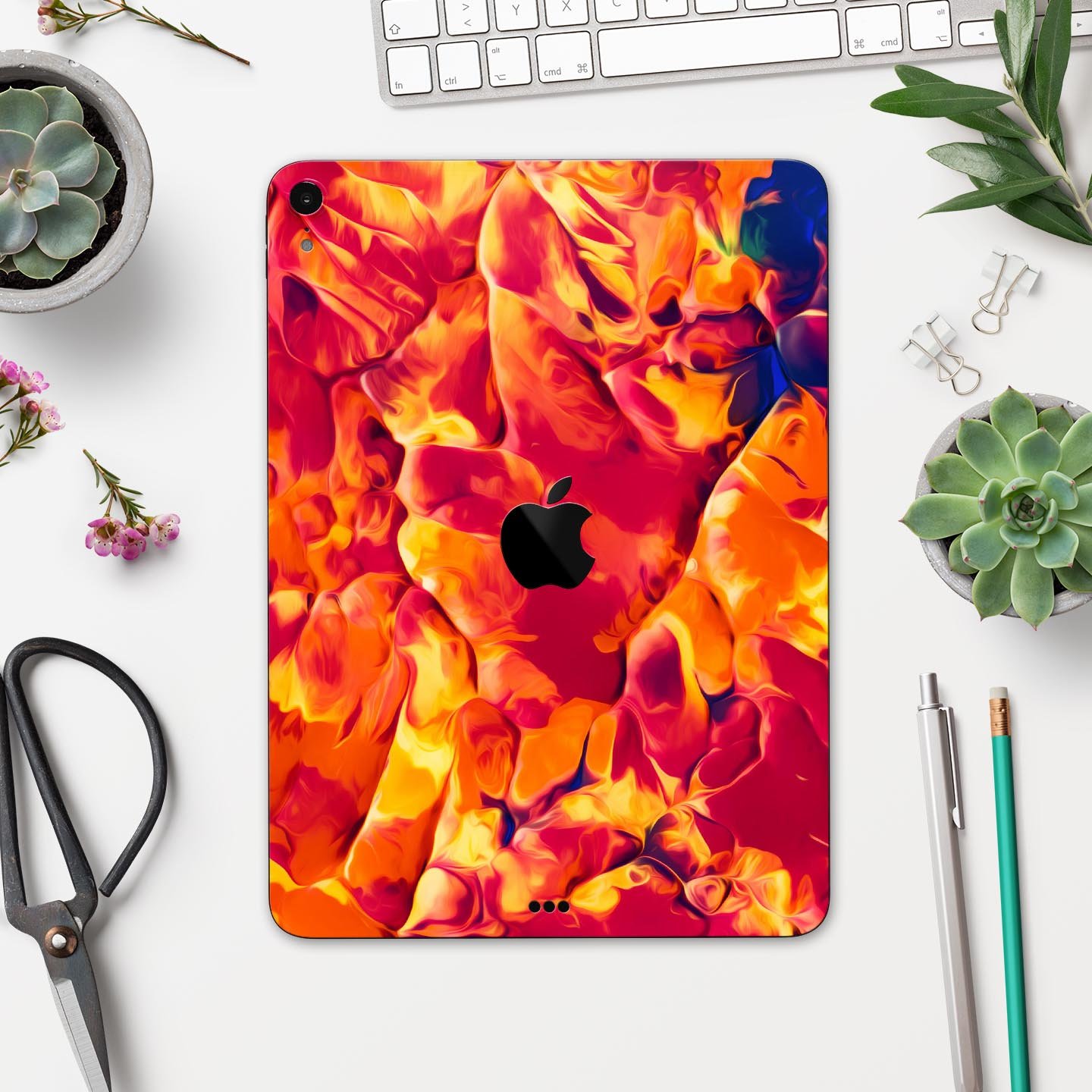 Blurred Abstract Flow V54 skin decal for Apple iPad, showcasing vibrant colors and a sleek design for full body protection.