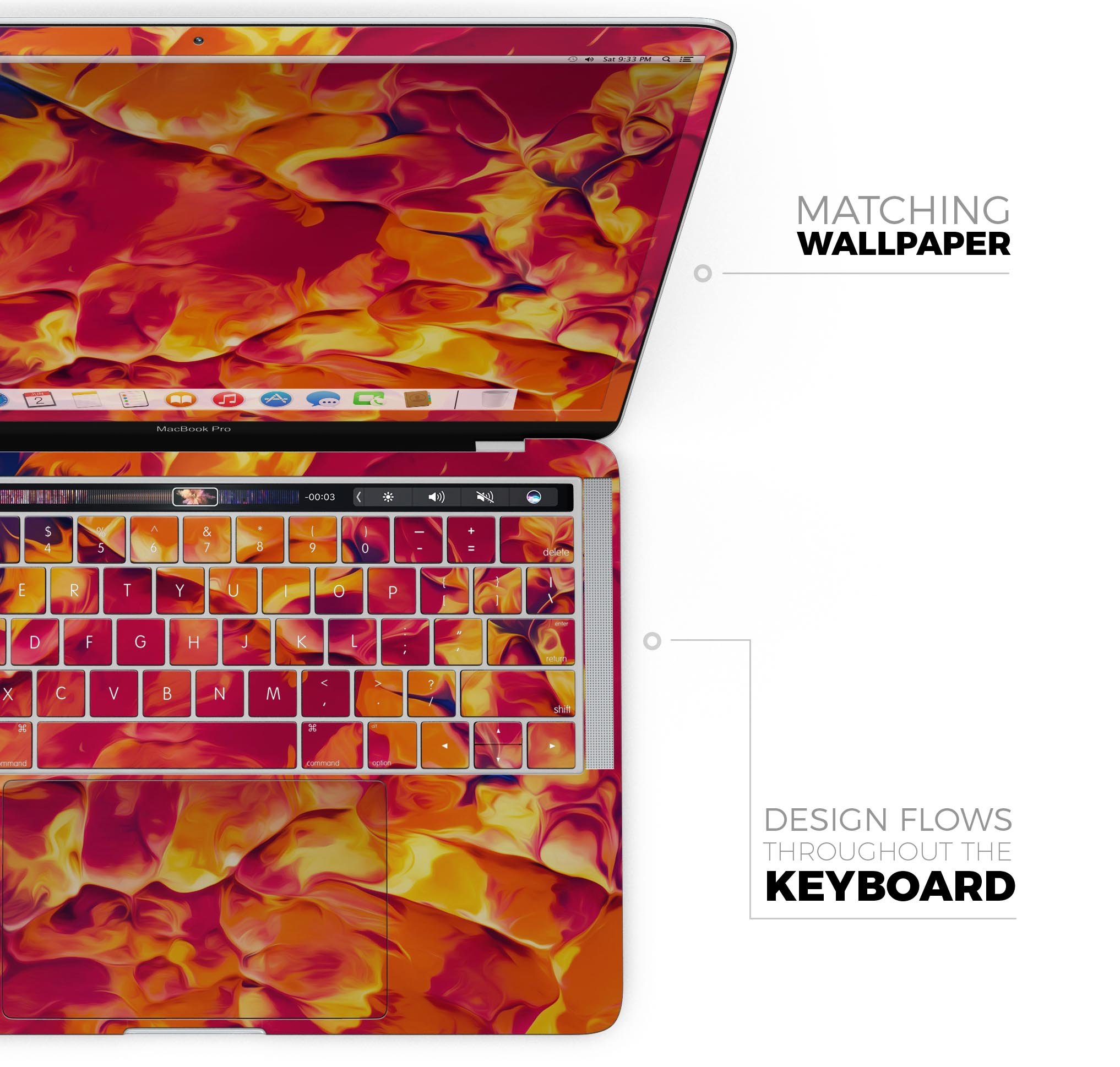 Blurred Abstract Flow V54 skin decal wrap kit for Apple MacBook, showcasing vibrant abstract design and premium vinyl material.
