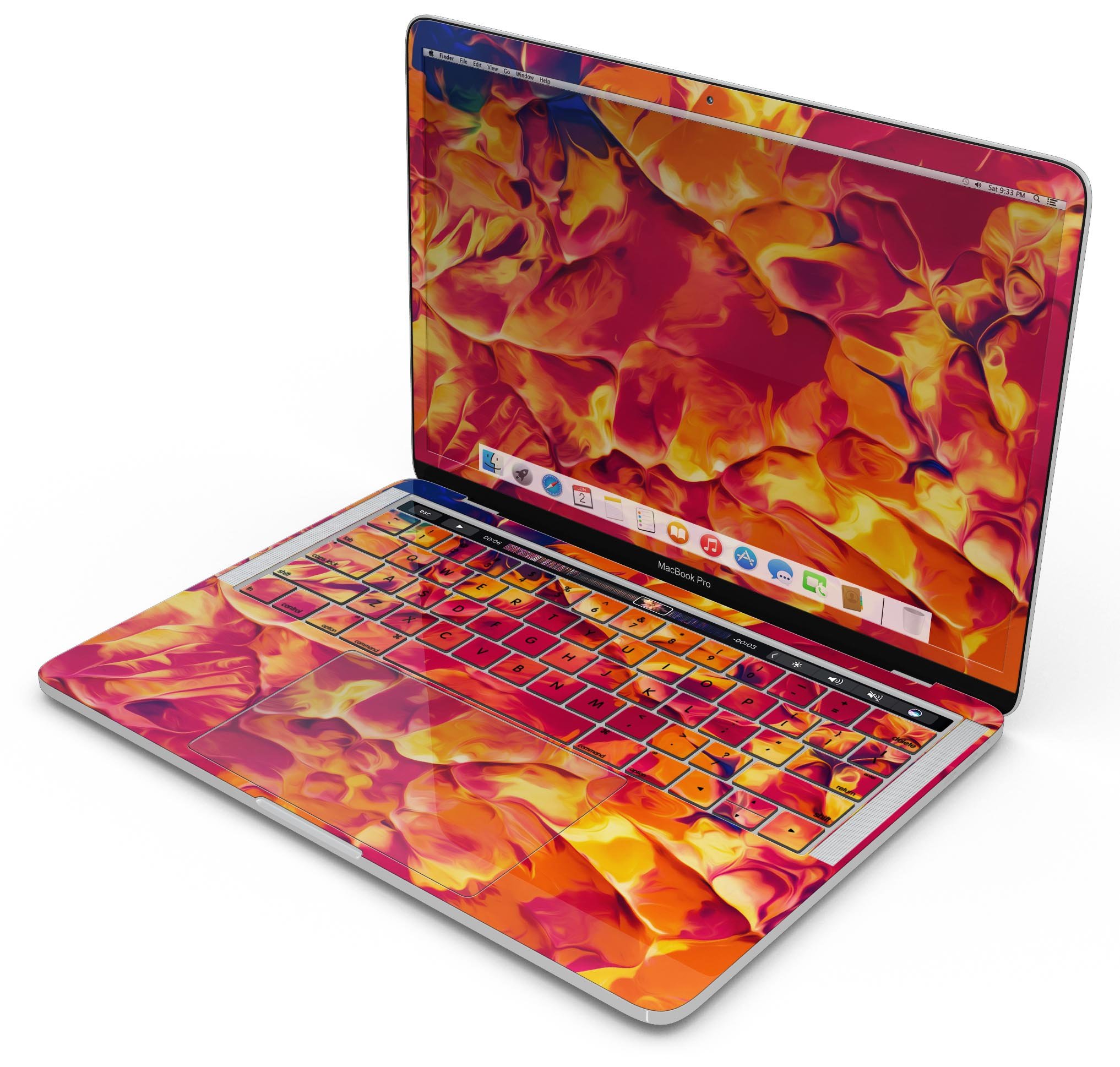 Blurred Abstract Flow V54 skin decal wrap kit for Apple MacBook, showcasing vibrant abstract design and premium vinyl material.
