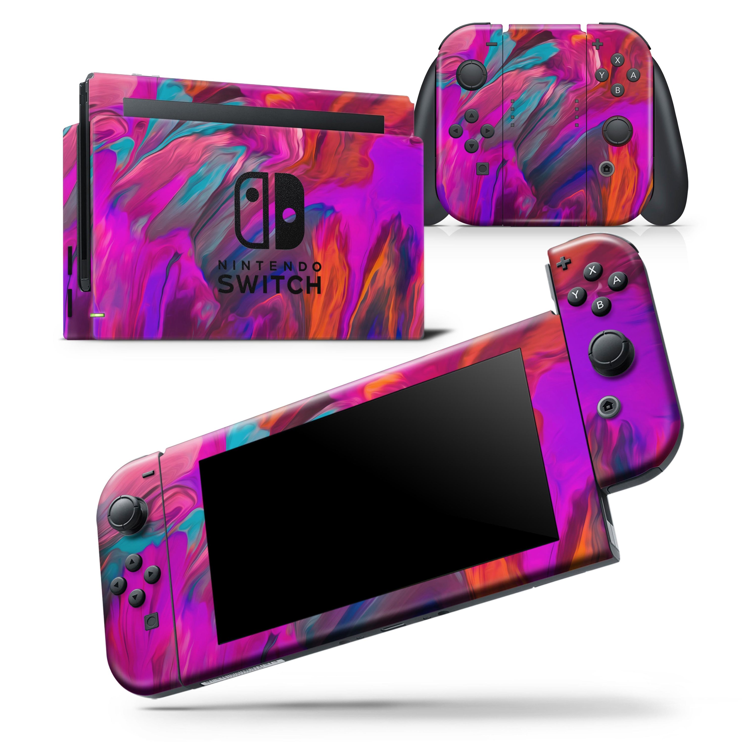Blurred Abstract Flow V56 skin wrap decal for Nintendo Switch Lite, showcasing vibrant colors and a sleek design.