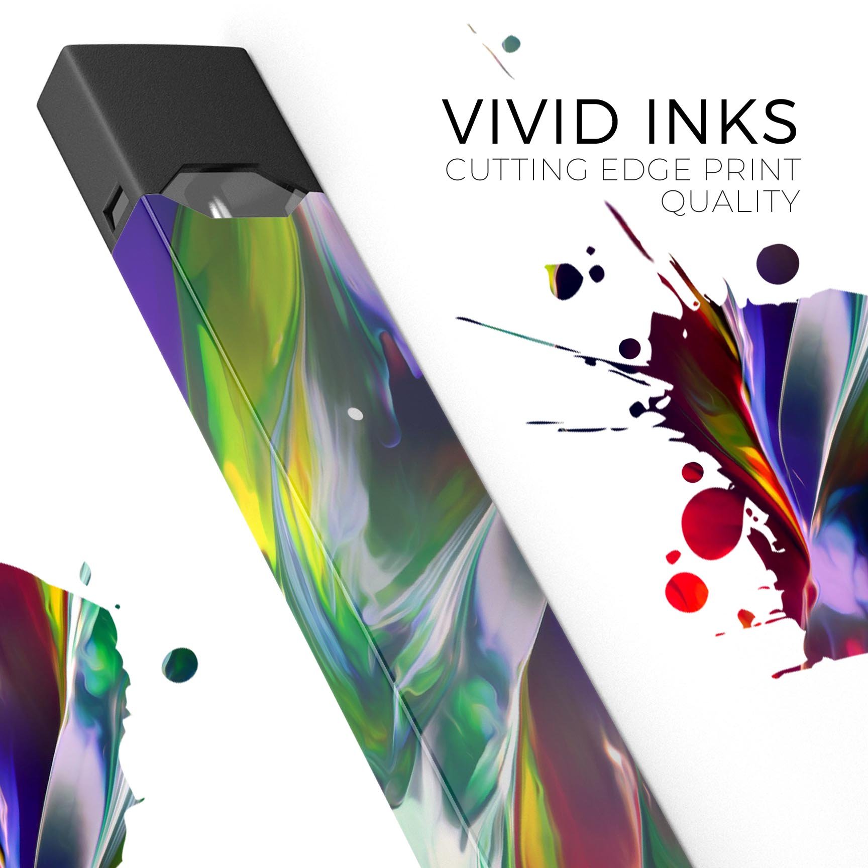 Blurred Abstract Flow V57 skin-wrap sticker designed for JUUL vaping device, showcasing vibrant abstract design and premium quality.