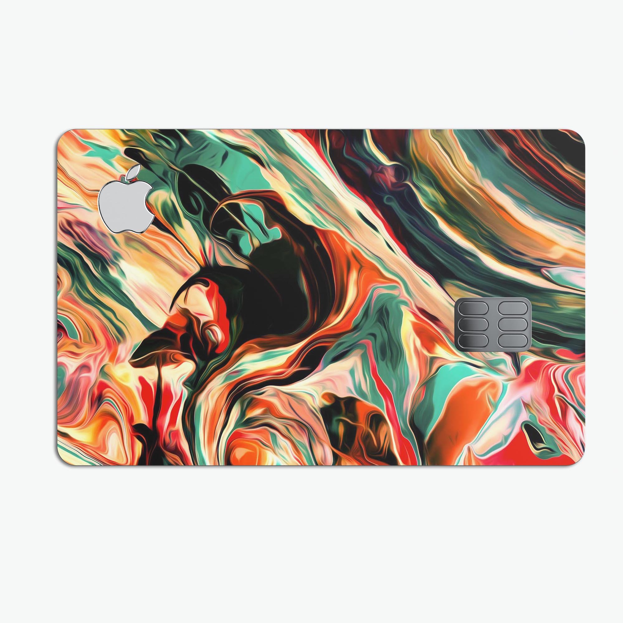 Blurred Abstract Flow V60 decal skin for Apple Card, showcasing a vibrant abstract design with premium vinyl finish.