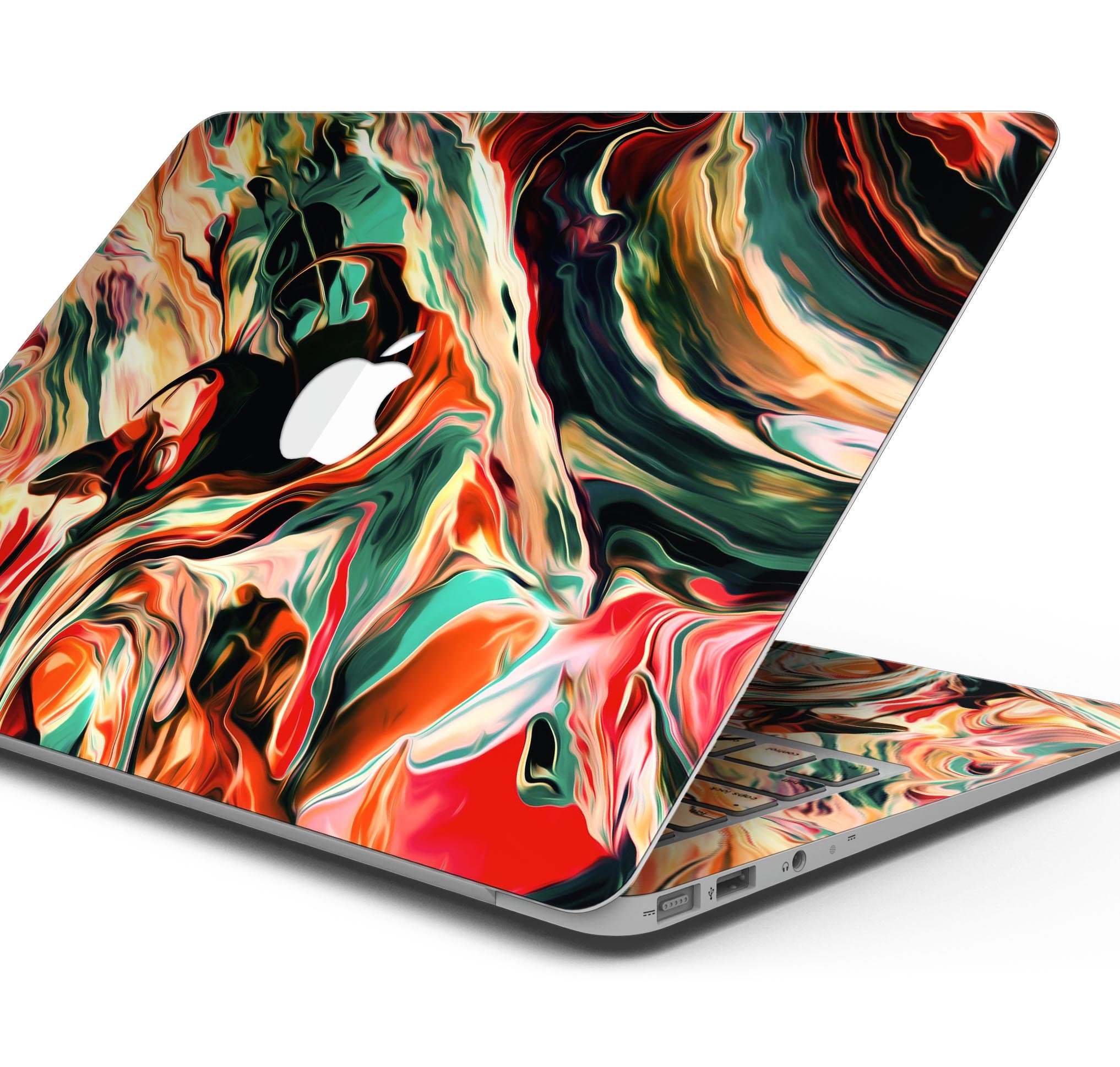 Blurred Abstract Flow V60 skin decal wrap kit for Apple MacBook, showcasing vibrant design and premium vinyl material.