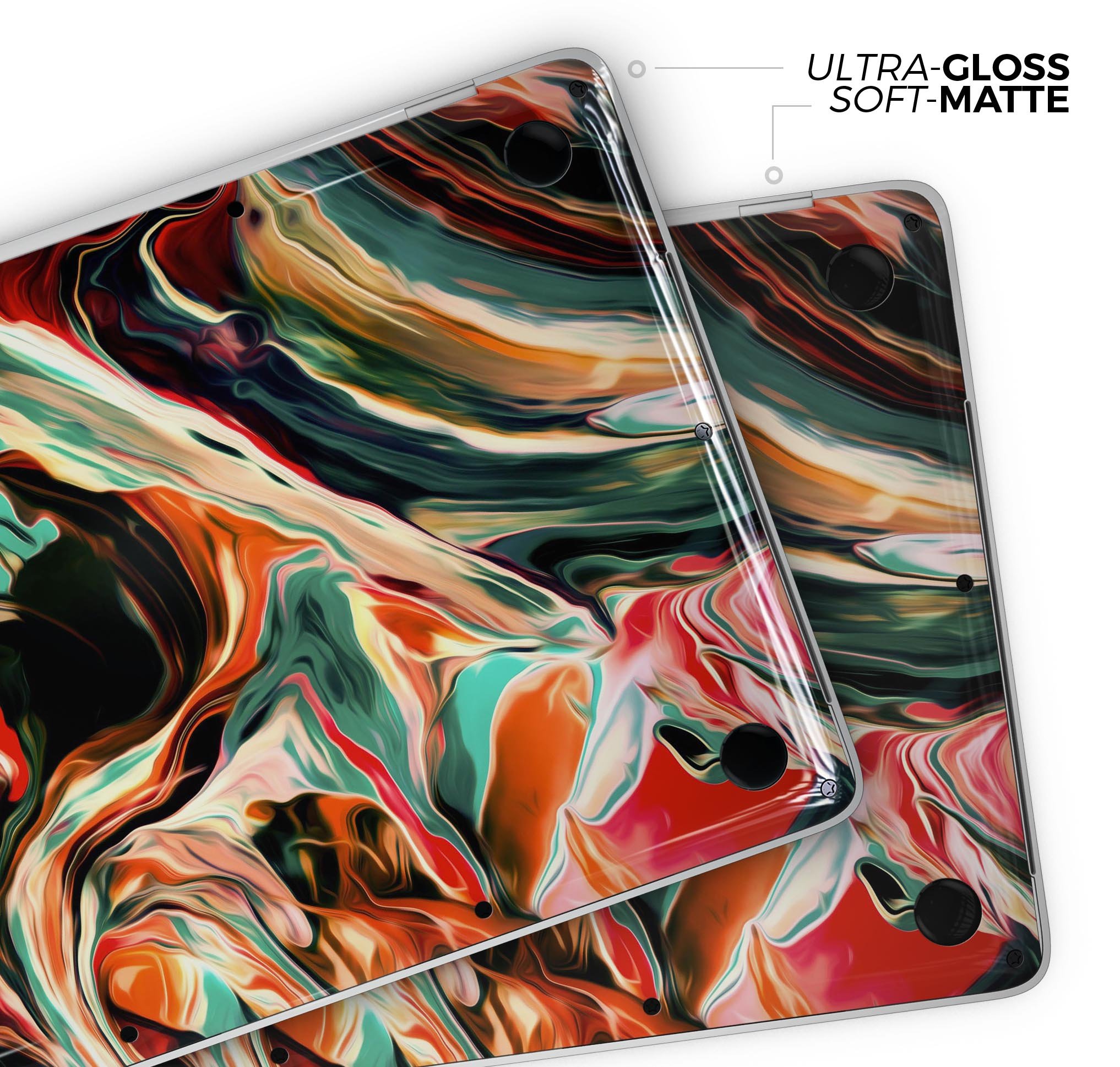 Blurred Abstract Flow V60 skin decal wrap kit for Apple MacBook, showcasing vibrant design and premium vinyl material.