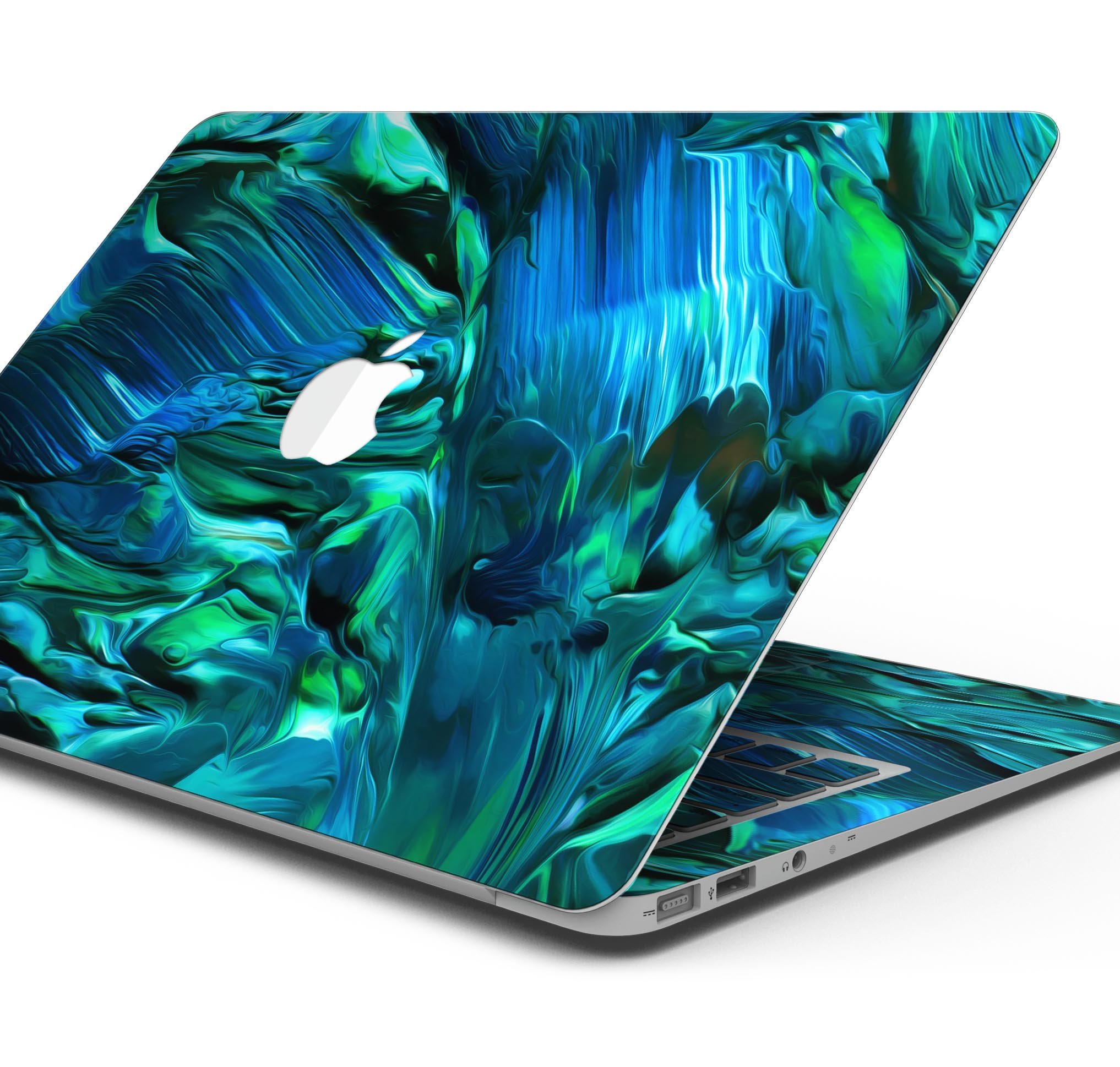 Blurred Abstract Flow V8 skin decal wrap kit for Apple MacBook, showcasing vibrant abstract design and premium vinyl material.