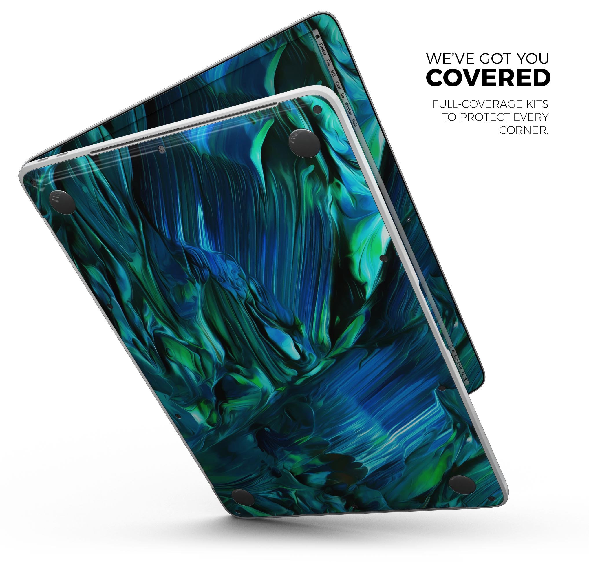 Blurred Abstract Flow V8 skin decal wrap kit for Apple MacBook, showcasing vibrant abstract design and premium vinyl material.