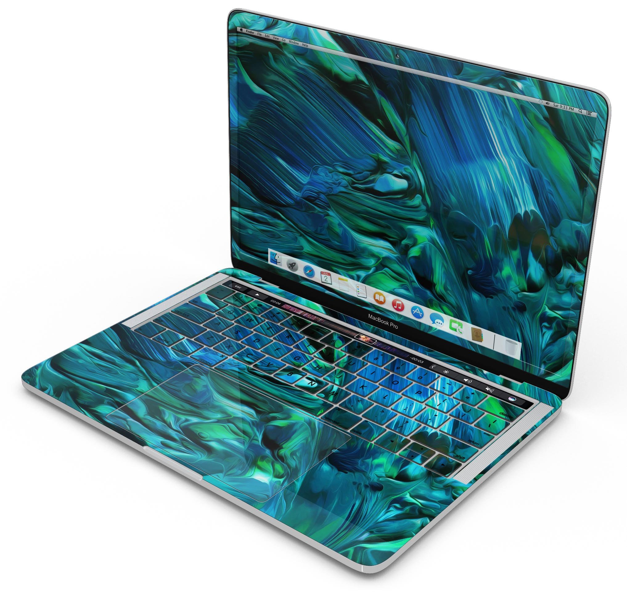 Blurred Abstract Flow V8 skin decal wrap kit for Apple MacBook, showcasing vibrant abstract design and premium vinyl material.