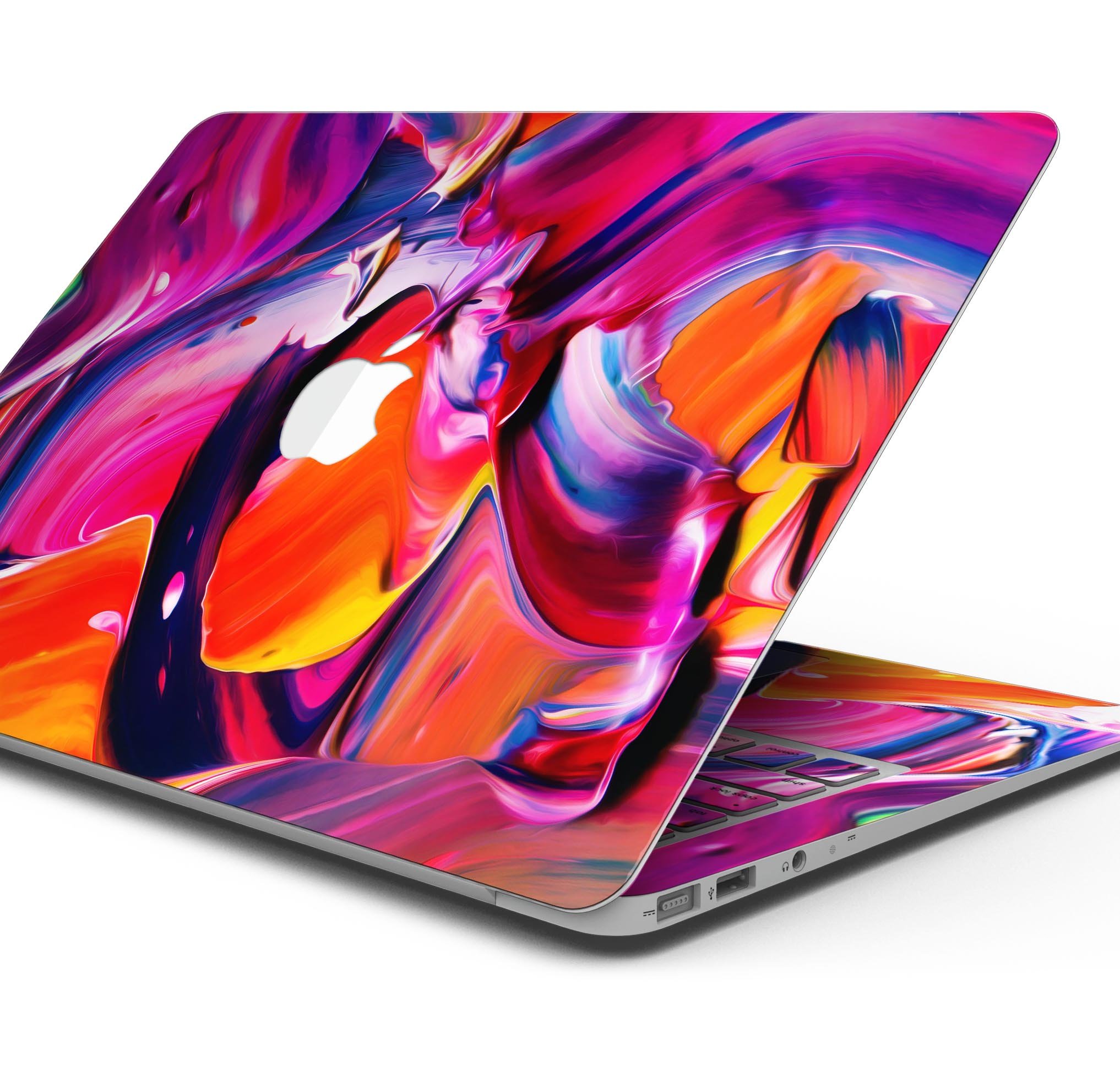 Blurred Abstract Flow V9 skin decal wrap kit for Apple MacBook, showcasing vibrant colors and a sleek design.